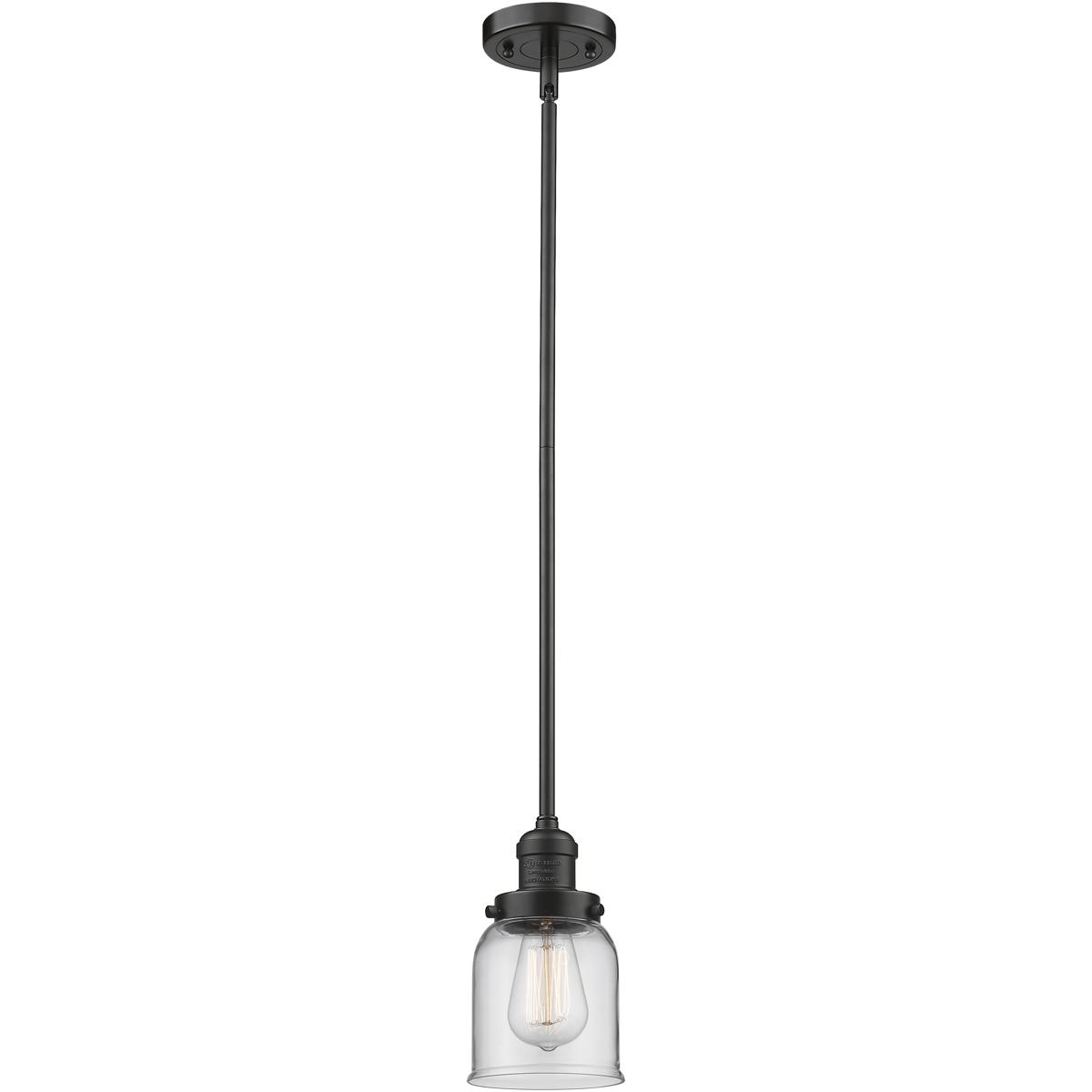 Innovations Lighting 201S-OB-G52-LED Franklin Restoration Bell LED 5 inch Oil Rubbed Bronze Mini Pendant Ceiling Light in Clear, Franklin Restoration