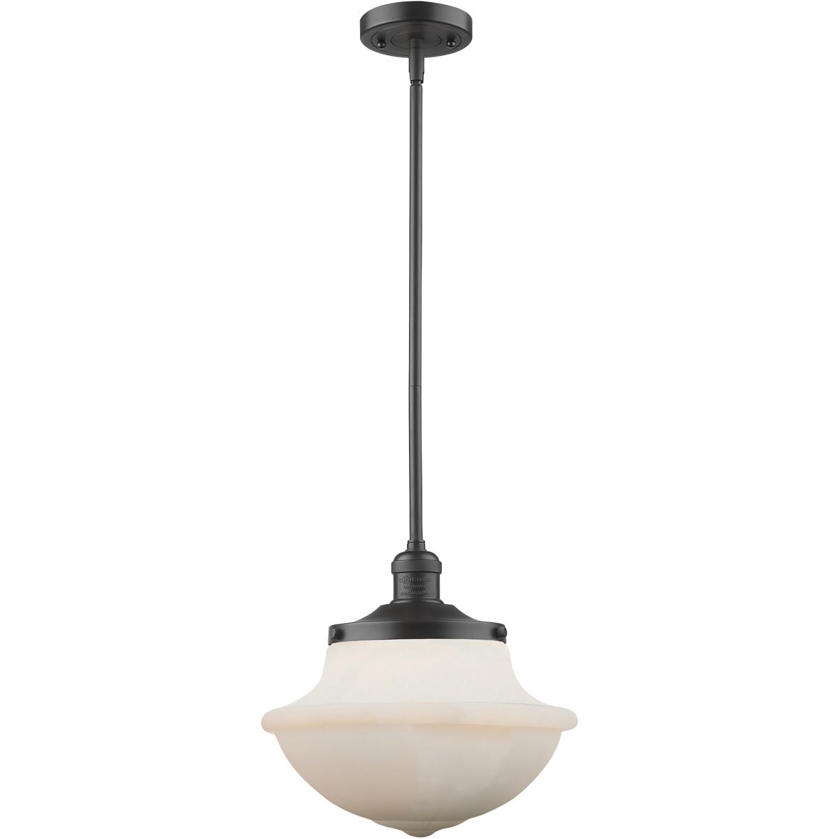Innovations Lighting 201S-OB-G541-LED Franklin Restoration Oxford LED 12 inch Oil Rubbed Bronze Mini Pendant Ceiling Light in Matte White, Franklin Re