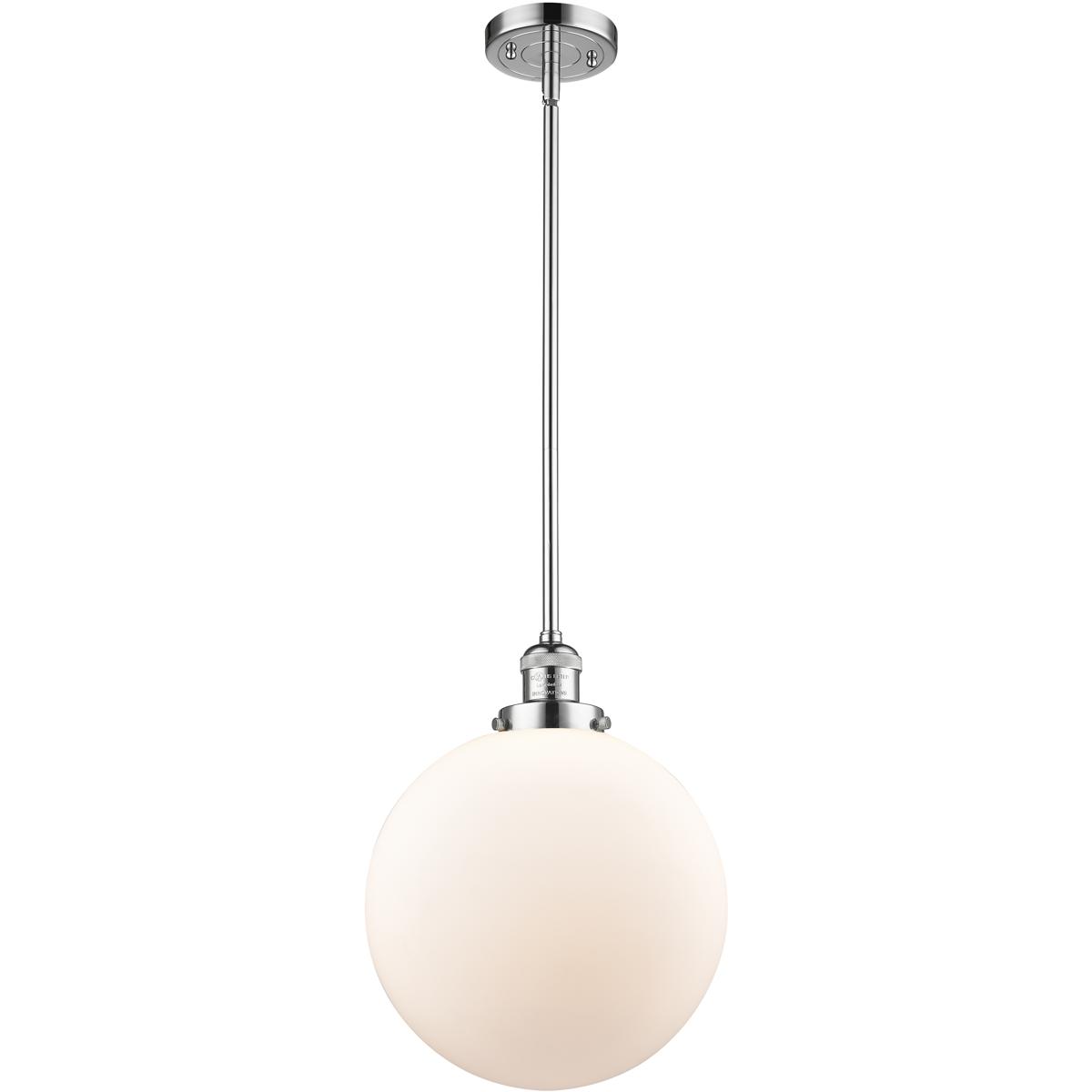 Innovations Lighting 201S-PC-G201-12-LED Franklin Restoration Beacon LED 12 inch Polished Chrome Mini Pendant Ceiling Light in Matte White, Franklin R