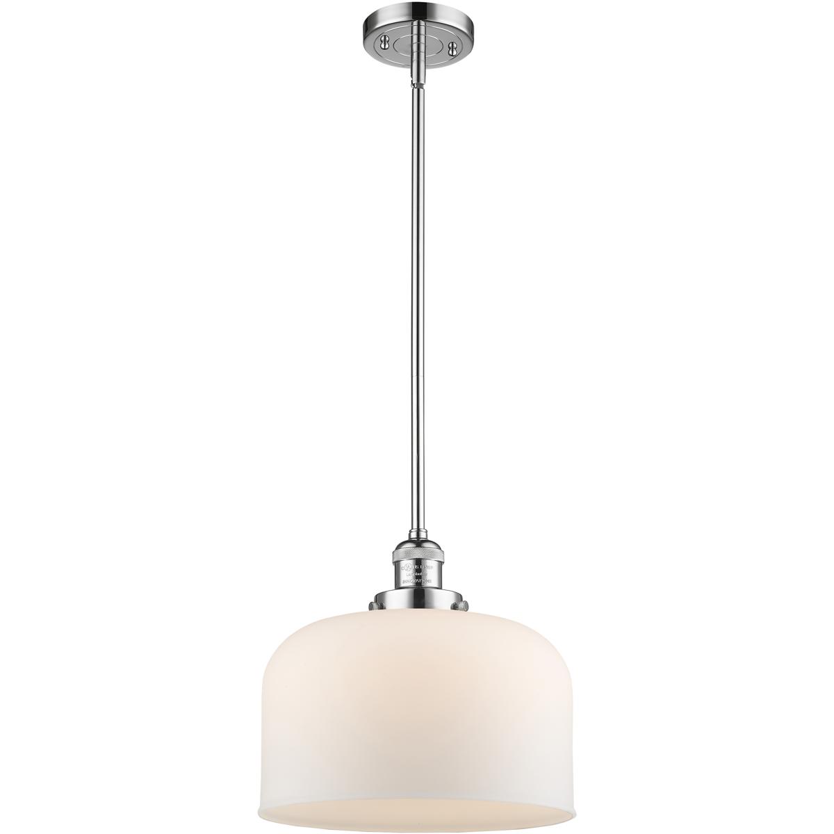 Innovations Lighting 201S-PC-G71-L-LED Franklin Restoration Bell LED 12 inch Polished Chrome Mini Pendant Ceiling Light in Matte White, Franklin Resto