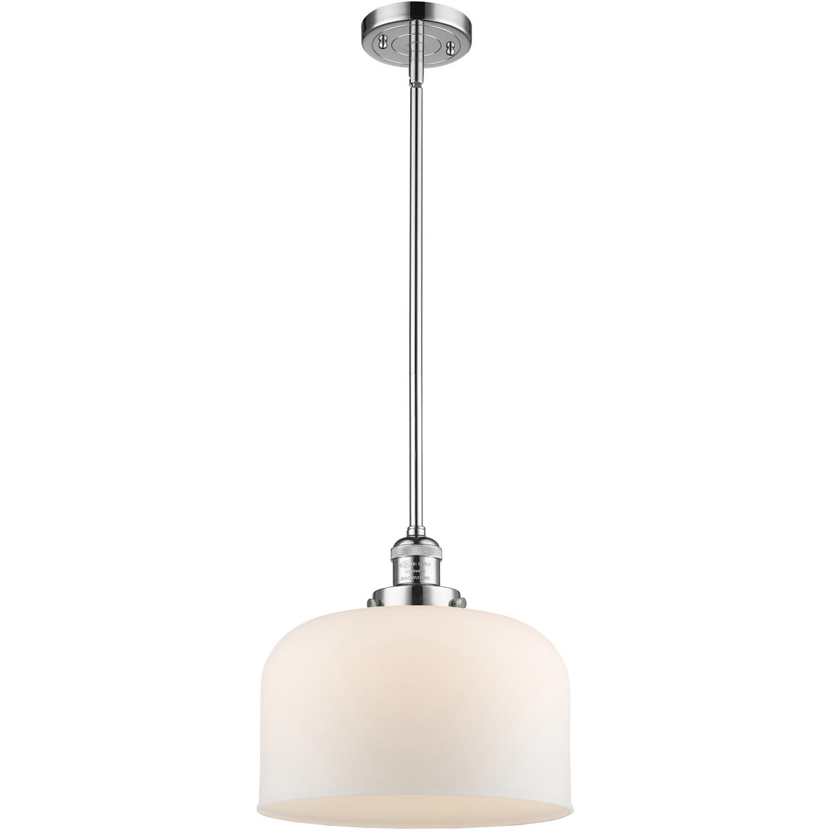 Innovations Lighting 201S-PC-G71-L Franklin Restoration Bell 1 Light 12 inch Polished Chrome Mini Pendant Ceiling Light in Incandescent, Matte White,