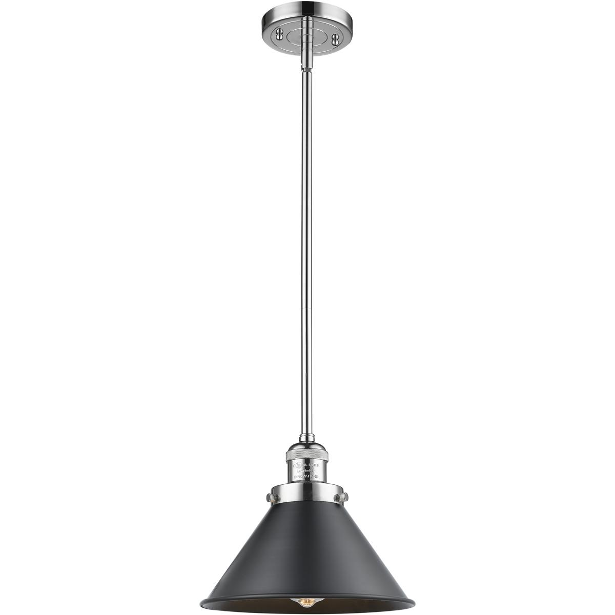 Innovations Lighting 201S-PC-M10-BK-LED Franklin Restoration Briarcliff LED 10 inch Polished Chrome Mini Pendant Ceiling Light in Matte Black