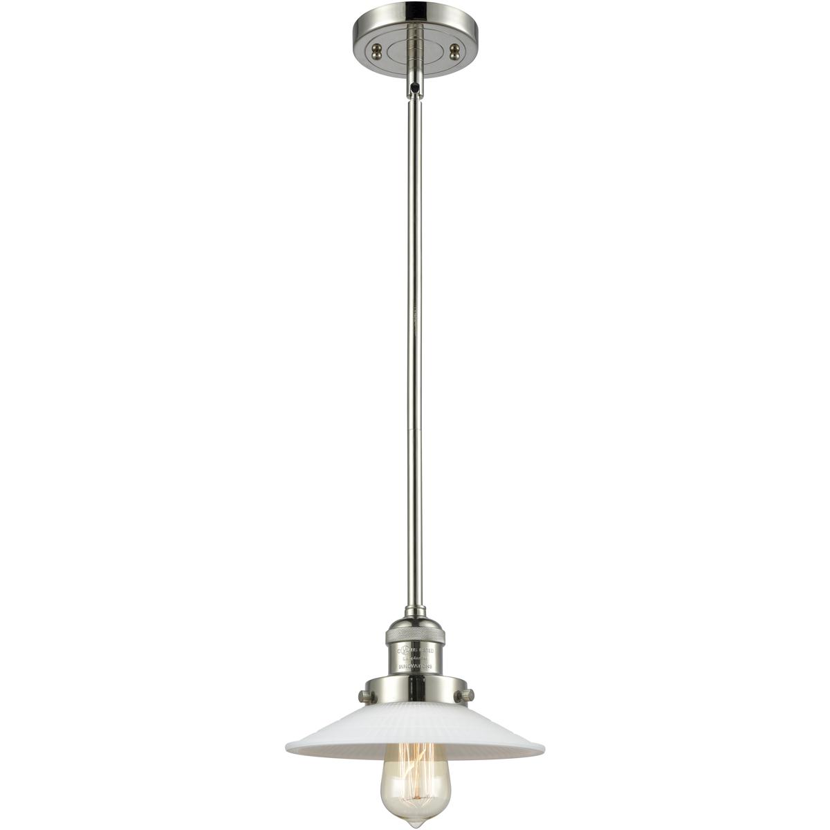 Innovations Lighting 201S-PN-G1 Franklin Restoration Halophane 1 Light 8.5 inch Polished Nickel Mini Pendant Ceiling Light in Incandescent, Matte Whit