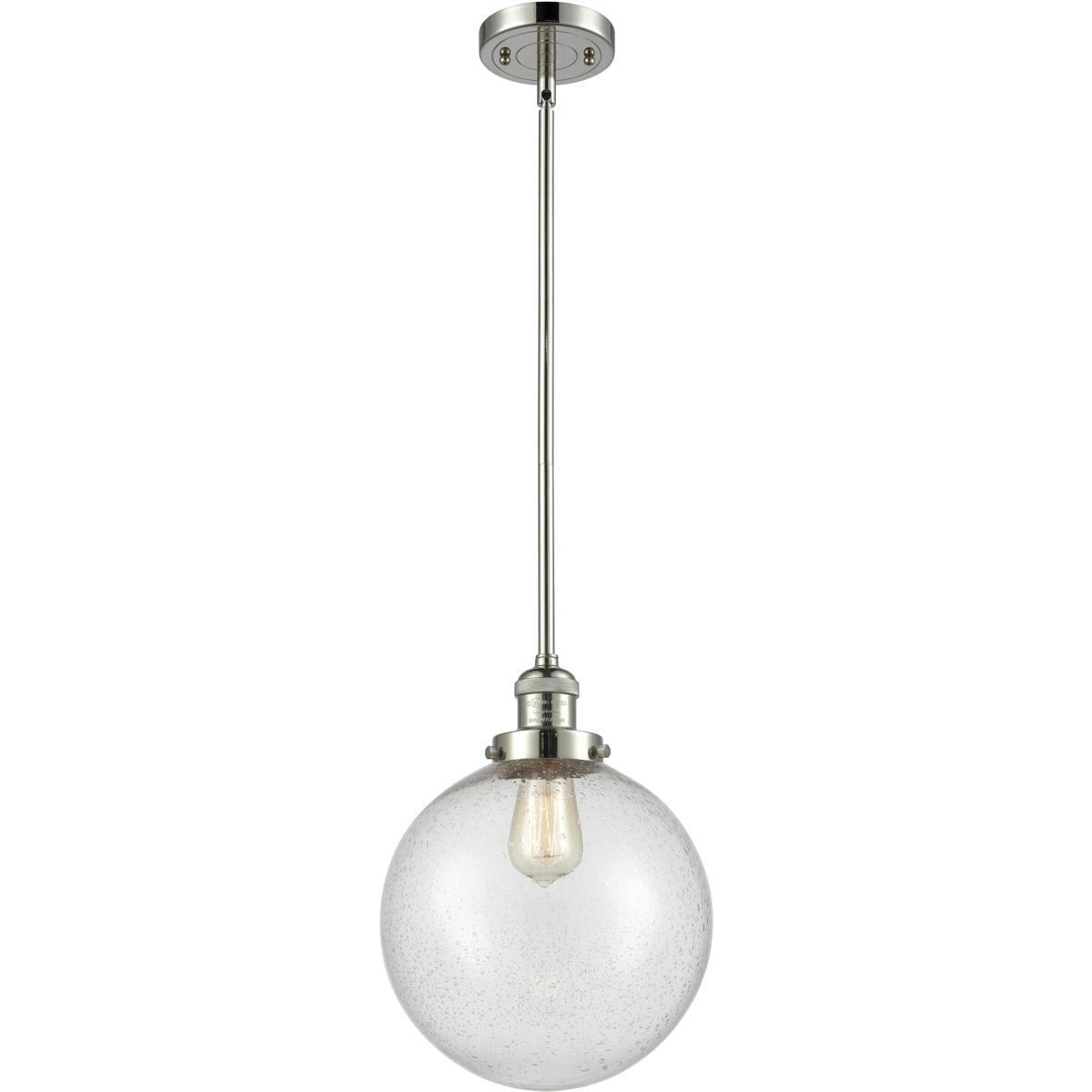 Innovations Lighting 201S-PN-G204-10-LED Franklin Restoration Beacon LED 10 inch Polished Nickel Mini Pendant Ceiling Light in Seedy, Franklin Restora