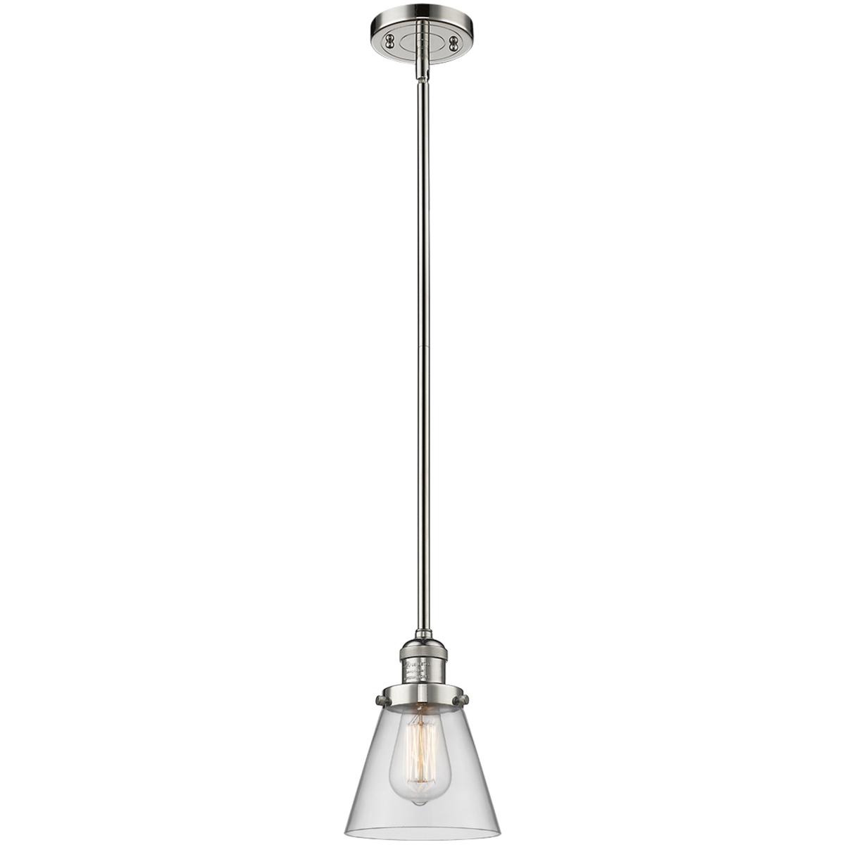 Innovations Lighting 201S-PN-G62-LED Franklin Restoration Cone LED 6 inch Polished Nickel Mini Pendant Ceiling Light in Clear, Franklin Restoration