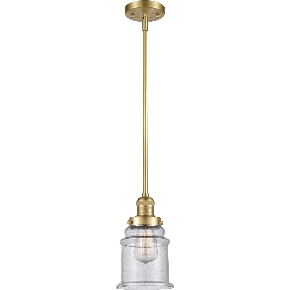 Innovations Lighting 201S-SG-G184 Franklin Restoration Canton 1 Light 6.5 inch Satin Gold Mini Pendant Ceiling Light in Incandescent, Seedy, Franklin 