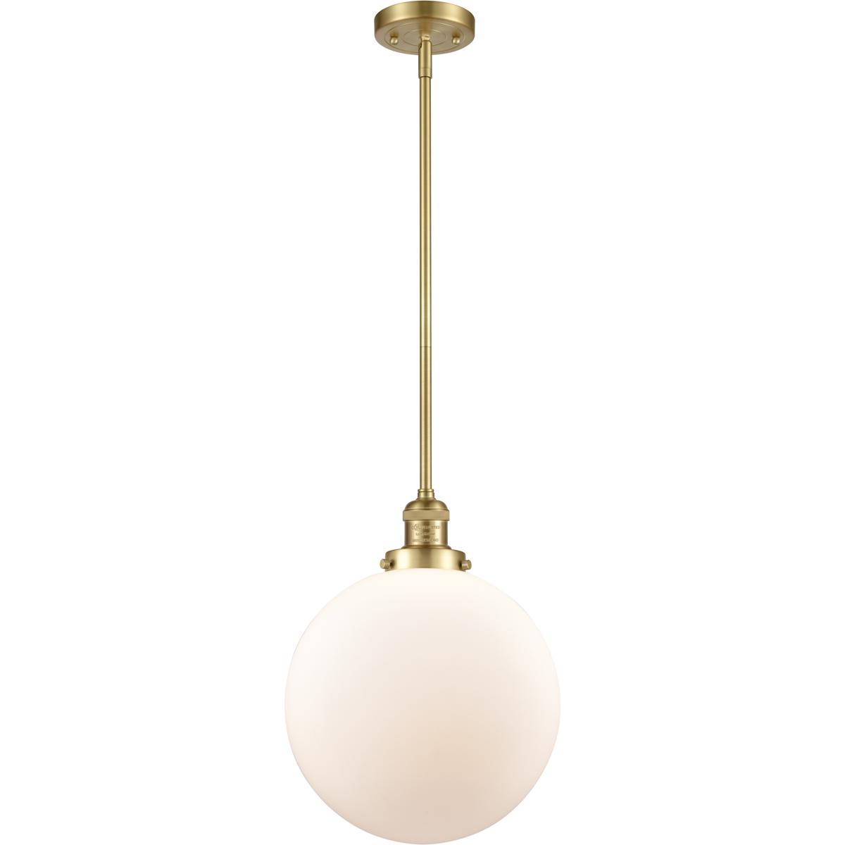 Innovations Lighting 201S-SG-G201-12 Franklin Restoration Beacon 1 Light 12 inch Satin Gold Mini Pendant Ceiling Light in Incandescent, Matte White, F