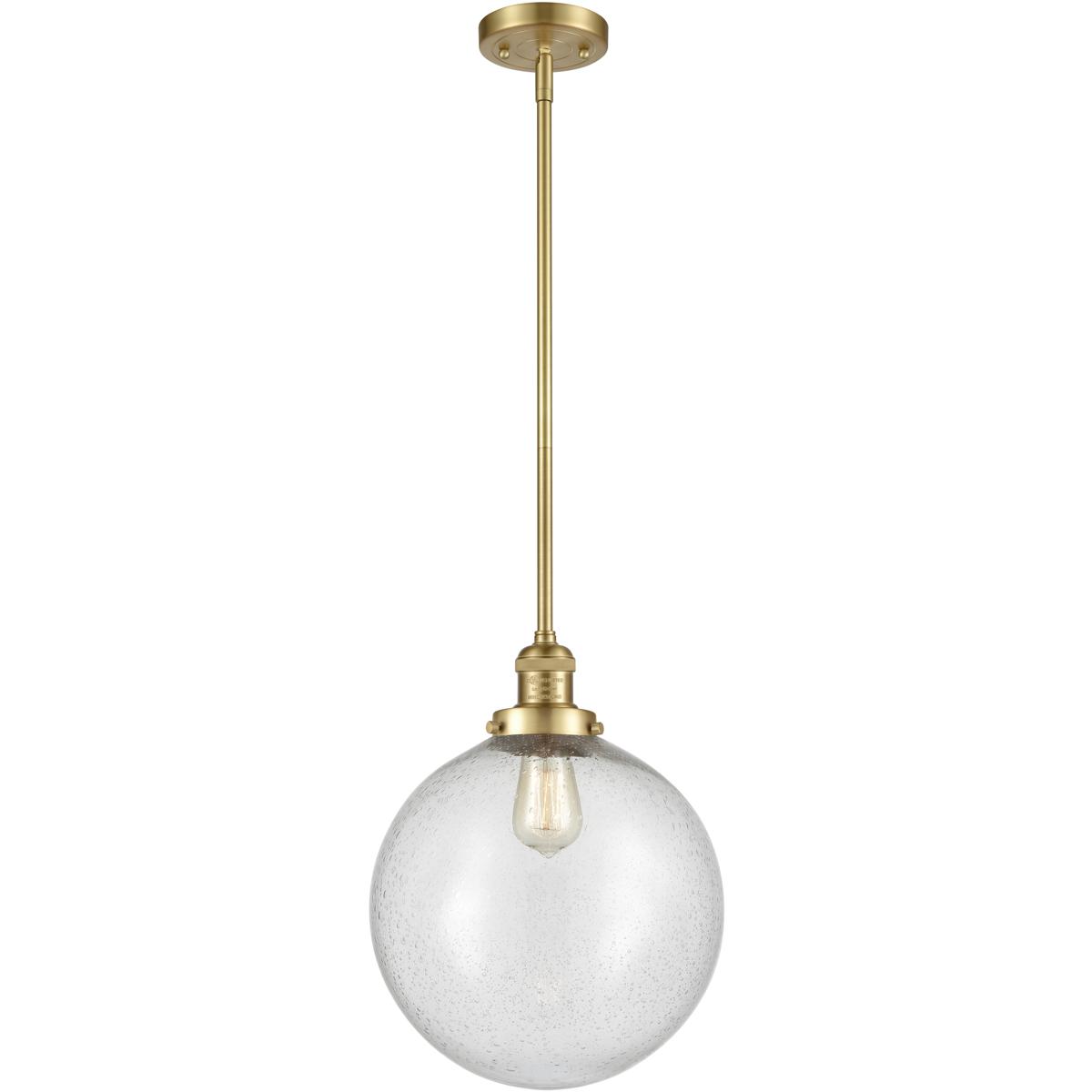Innovations Lighting 201S-SG-G204-12 Franklin Restoration Beacon 1 Light 12 inch Satin Gold Mini Pendant Ceiling Light in Incandescent, Seedy, Frankli