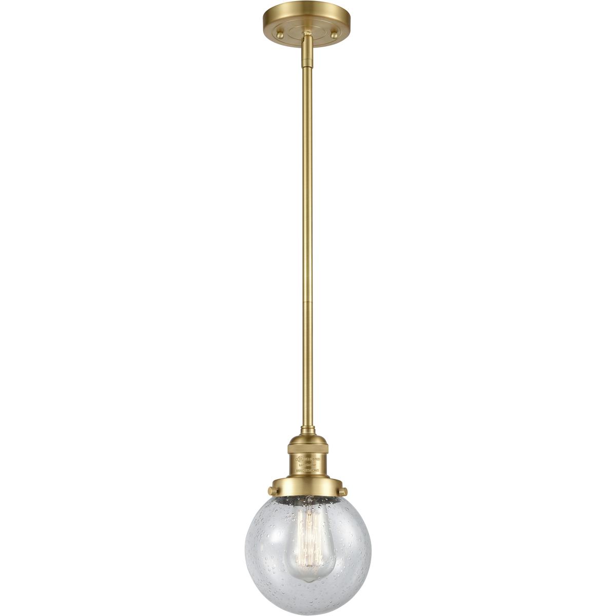 Innovations Lighting 201S-SG-G204-6 Franklin Restoration Beacon 1 Light 6 inch Satin Gold Mini Pendant Ceiling Light in Incandescent, Seedy, Franklin