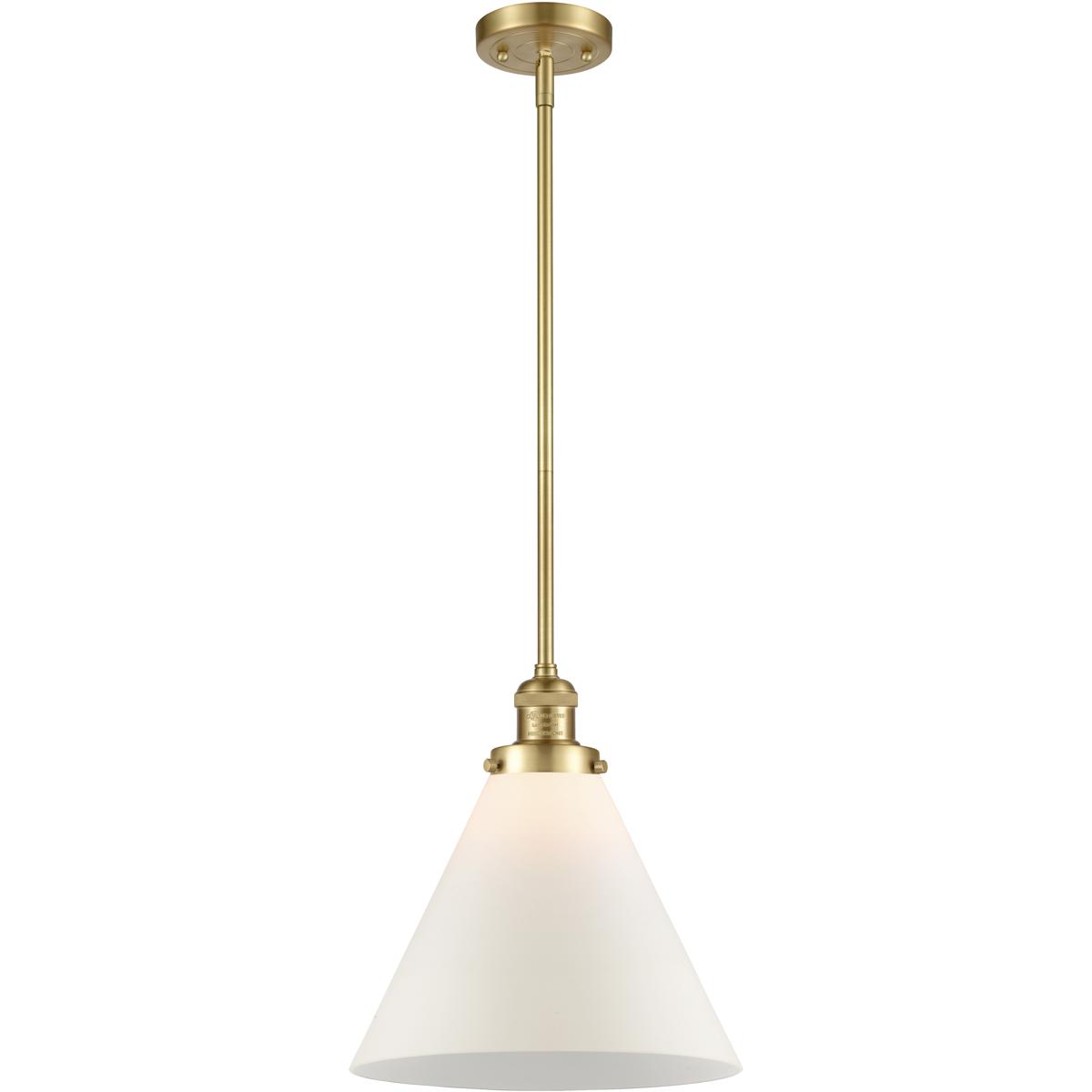 Innovations Lighting 201S-SG-G41-L Franklin Restoration Cone 1 Light 12 inch Satin Gold Mini Pendant Ceiling Light in Incandescent, Matte White, Frank