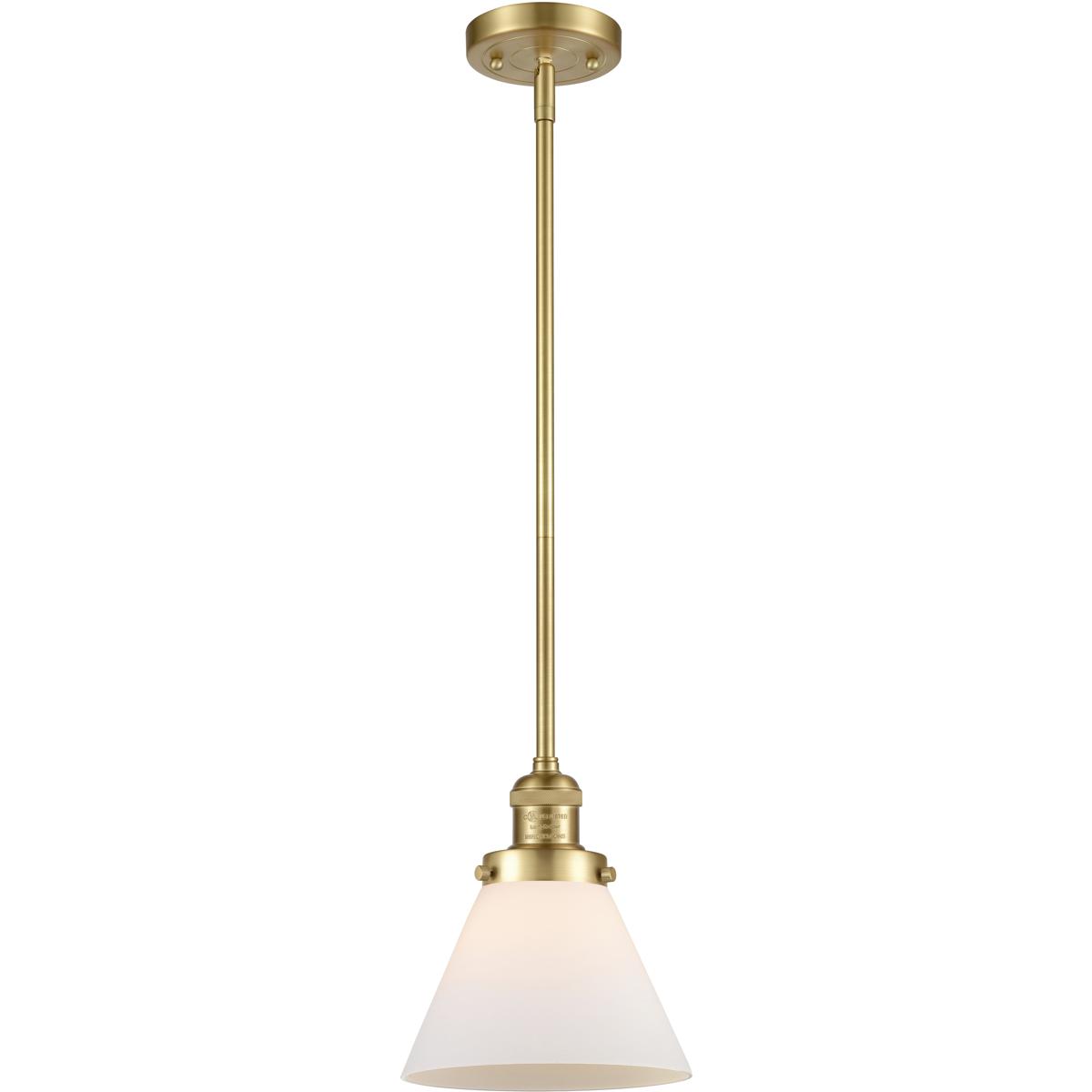 Innovations Lighting 201S-SG-G41 Franklin Restoration Cone 1 Light 8 inch Satin Gold Mini Pendant Ceiling Light in Incandescent, Matte White, Franklin