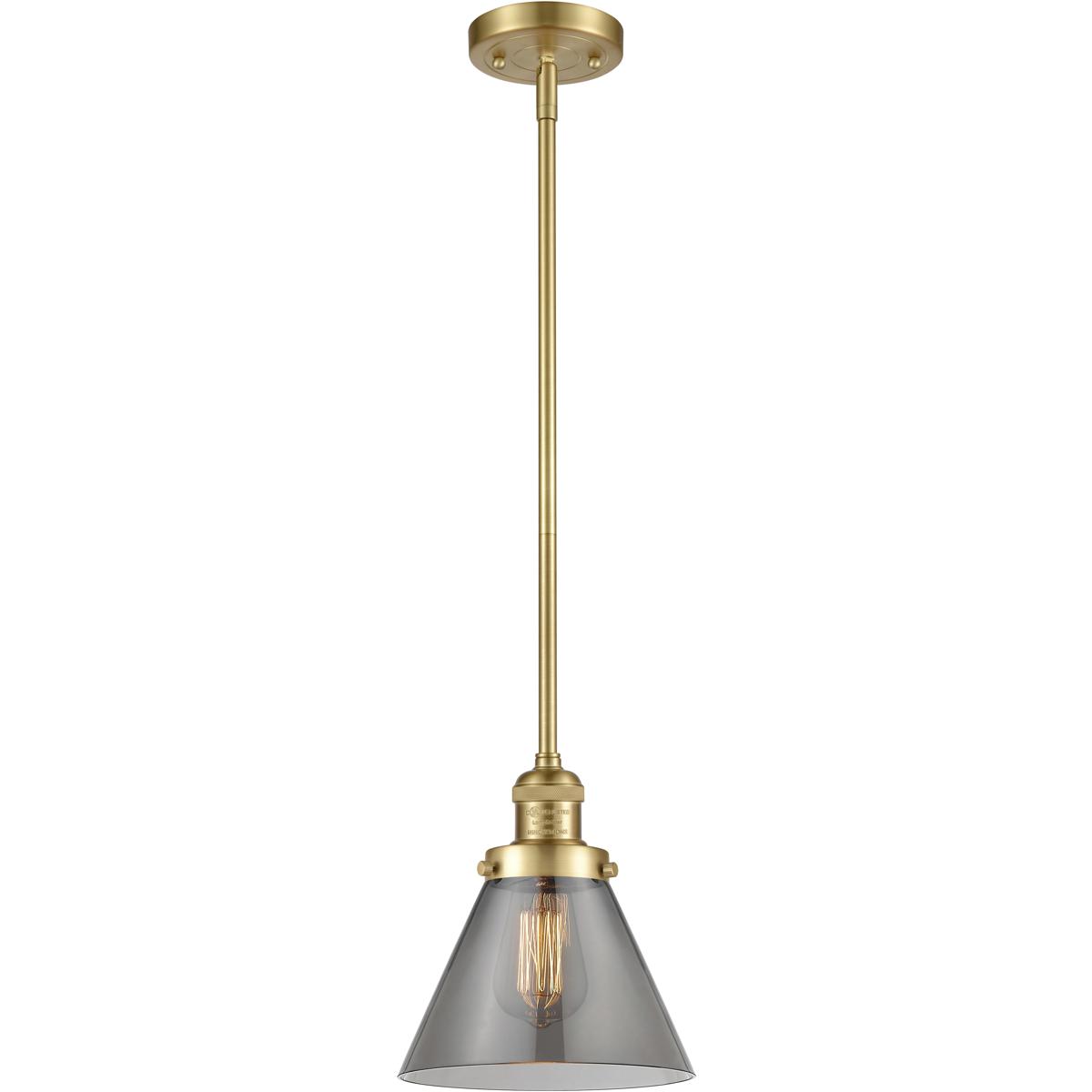 Innovations Lighting 201S-SG-G43 Franklin Restoration Cone 1 Light 8 inch Satin Gold Mini Pendant Ceiling Light in Incandescent, Plated Smoke, Frankli