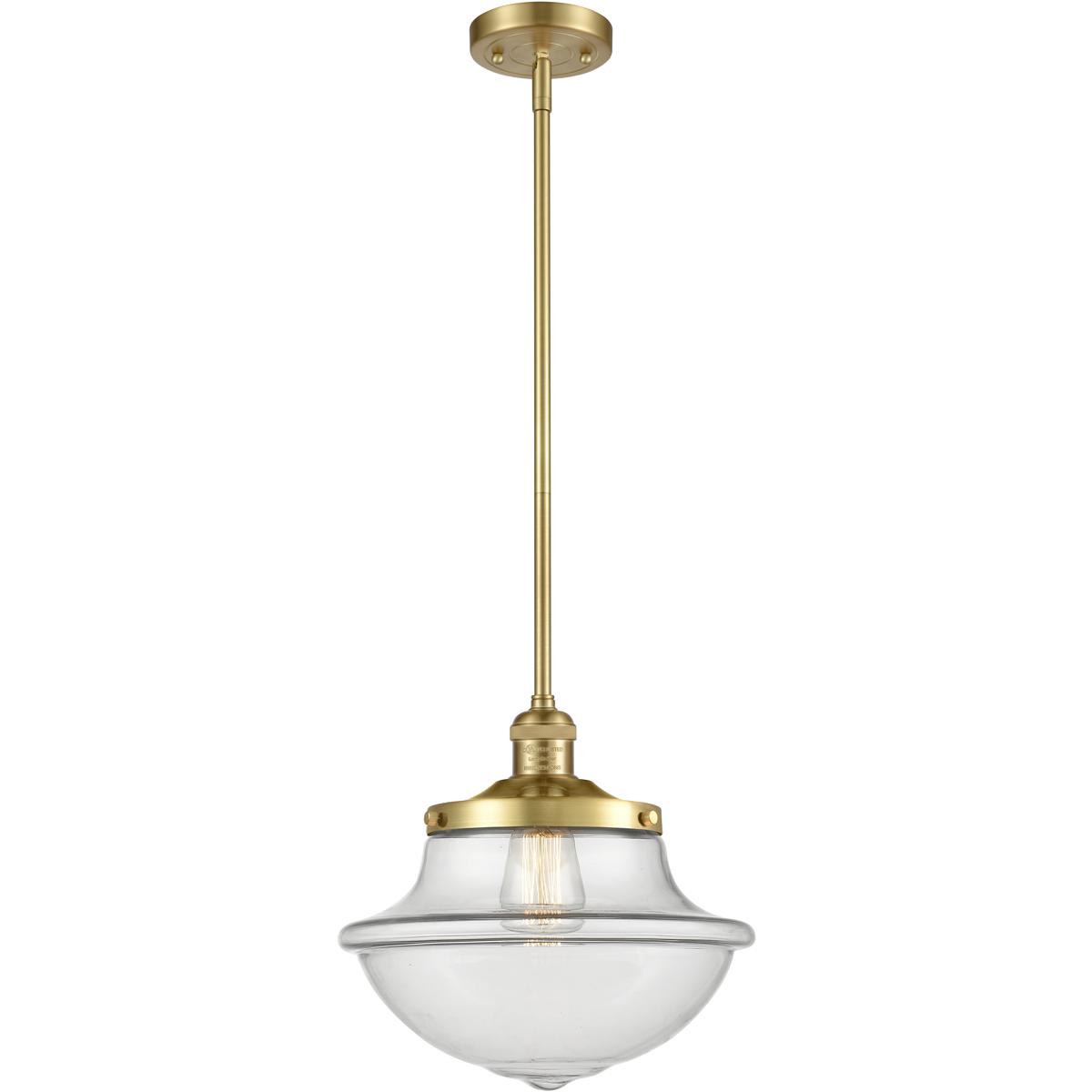 Innovations Lighting 201S-SG-G541 Franklin Restoration Oxford 1 Light 12 inch Satin Gold Mini Pendant Ceiling Light in Incandescent, Matte White, Fran