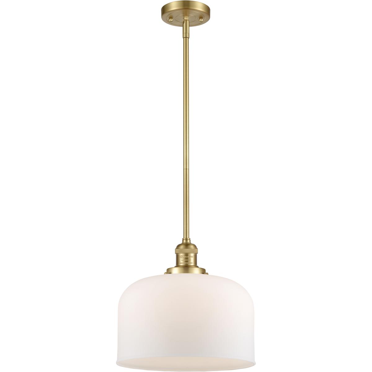 Innovations Lighting 201S-SG-G71-L Franklin Restoration Bell 1 Light 12 inch Satin Gold Mini Pendant Ceiling Light in Incandescent, Matte White, Frank