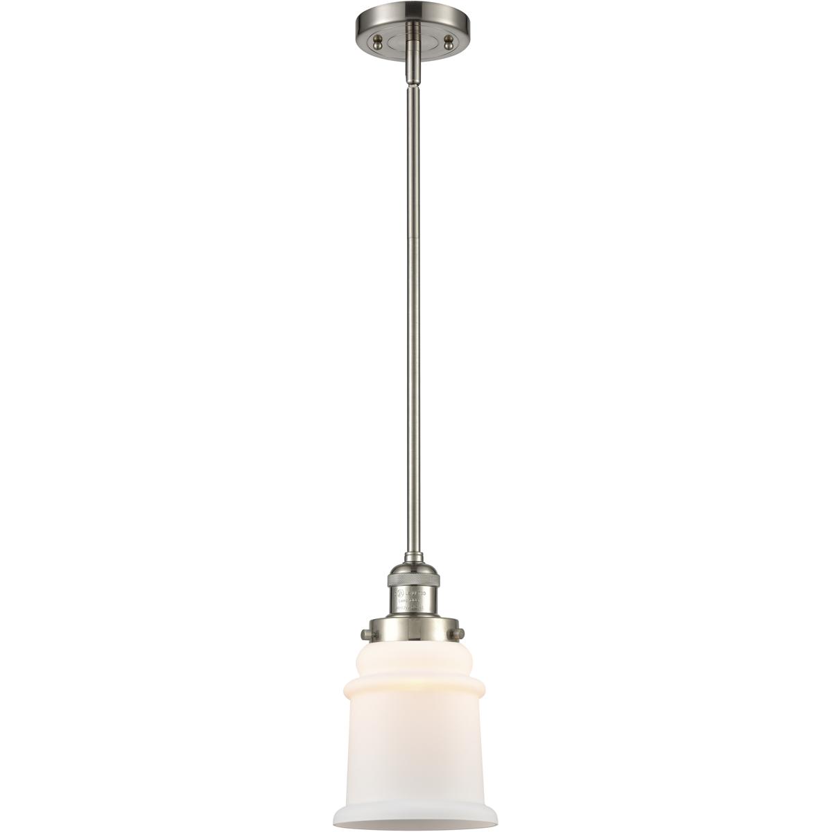 Innovations Lighting 201S-SN-G181-LED Franklin Restoration Canton LED 6.5 inch Brushed Satin Nickel Mini Pendant Ceiling Light in Matte White, Frankli
