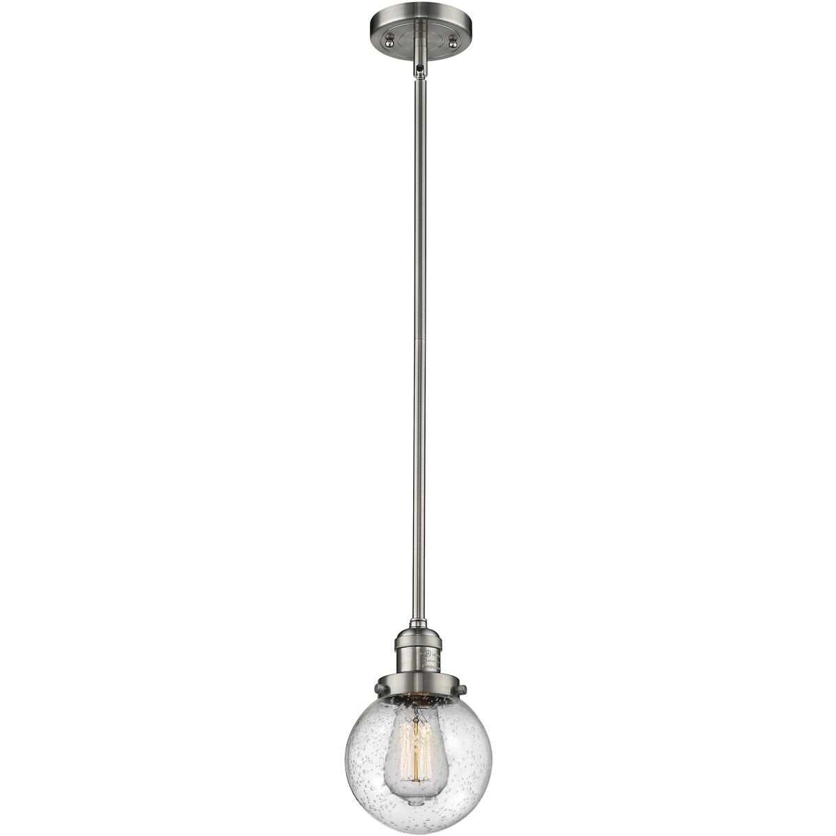 Innovations Lighting 201S-SN-G204-6 Franklin Restoration Beacon 1 Light 6 inch Brushed Satin Nickel Mini Pendant Ceiling Light in Incandescent, Seedy,