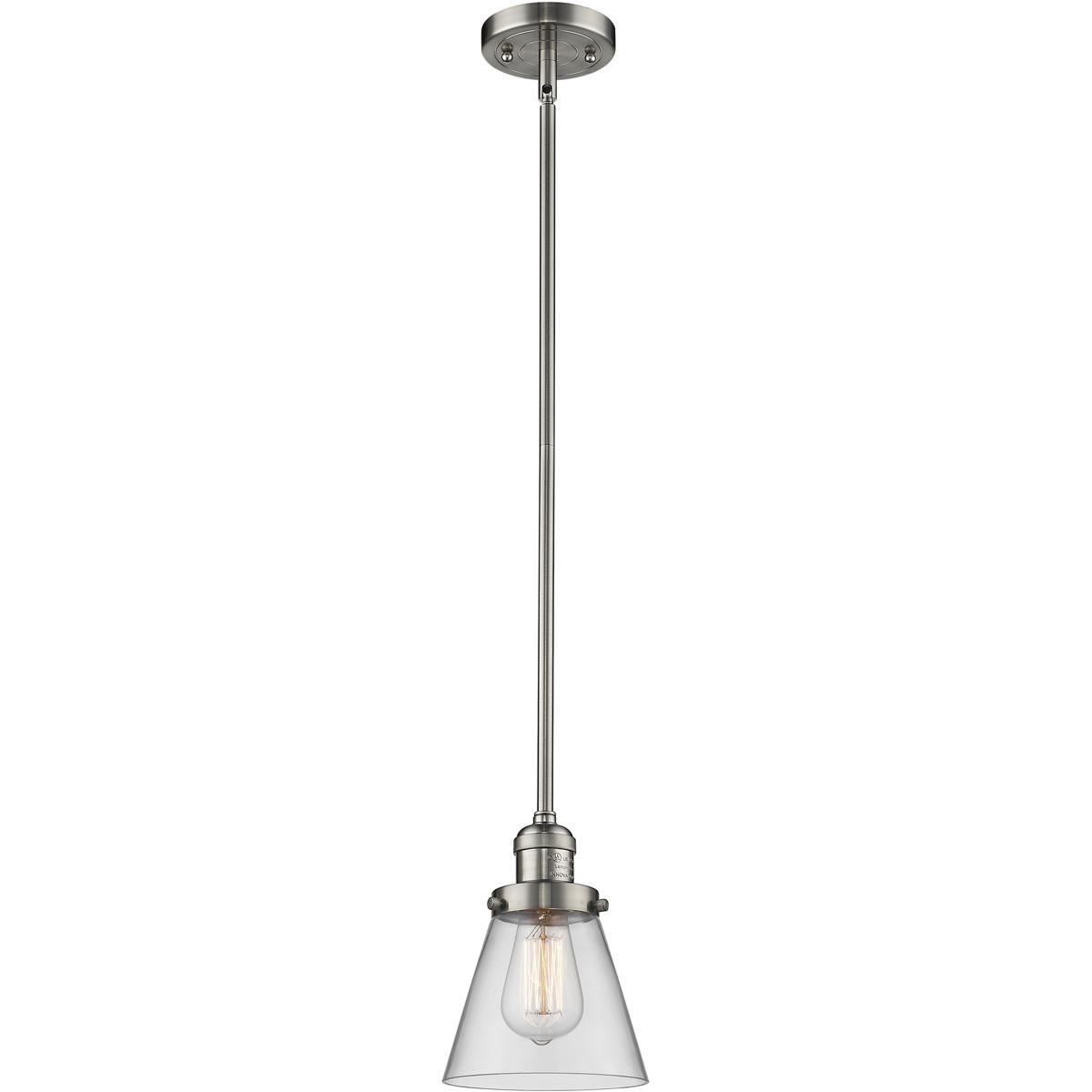 Innovations Lighting 201S-SN-G62 Franklin Restoration Cone 1 Light 6 inch Brushed Satin Nickel Mini Pendant Ceiling Light in Incandescent, Clear, Fran