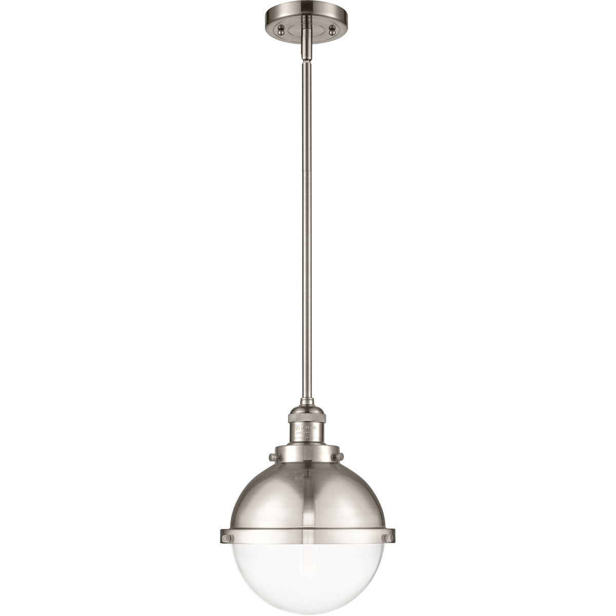 Innovations Lighting 201S-SN-HFS-82-SN Franklin Restoration Hampden 1 Light 9 inch Brushed Satin Nickel Mini Pendant Ceiling Light in Clear Glass
