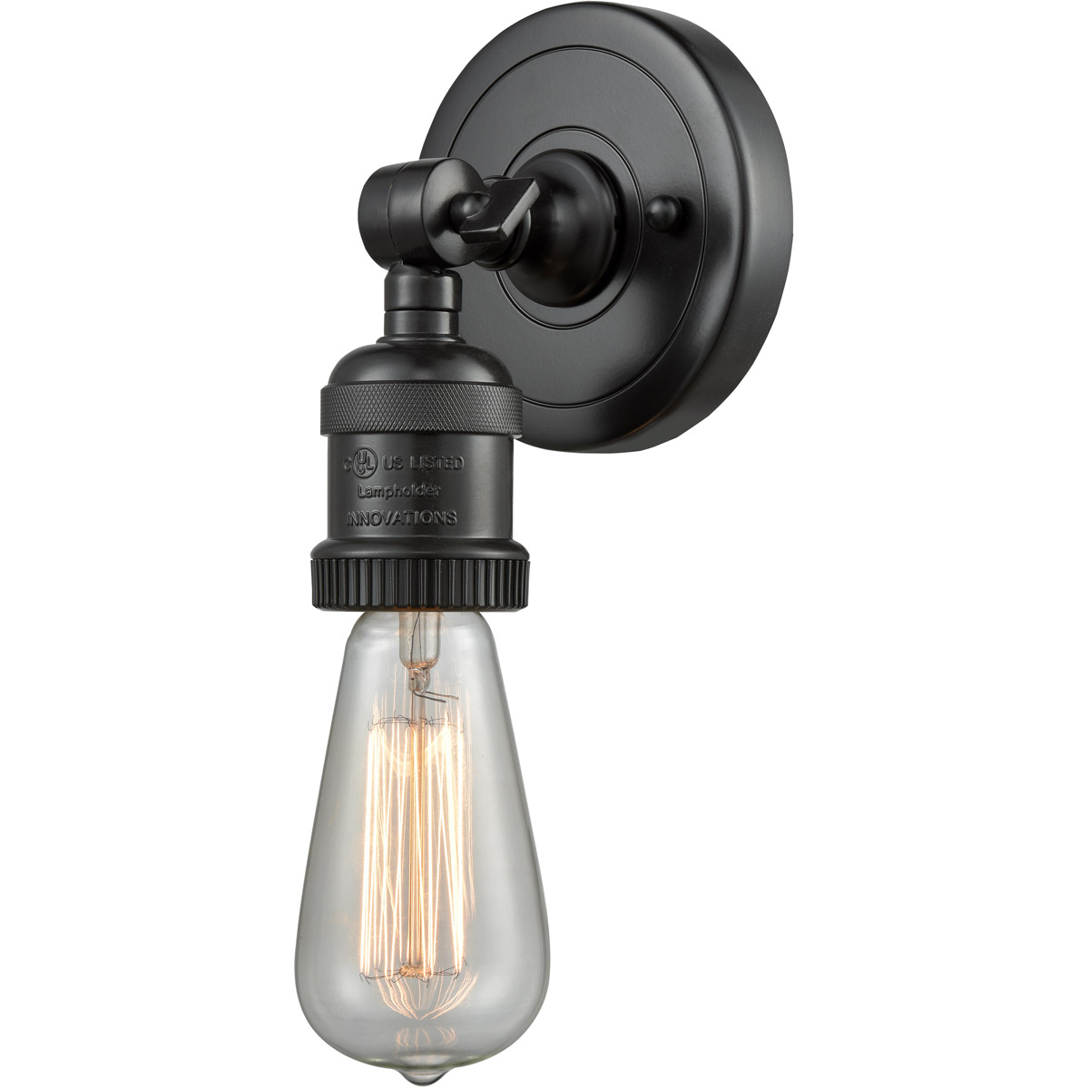 Innovations Lighting 202ADA-BK-LED Franklin Restoration Bare Bulb LED 4.5 inch Matte Black ADA Sconce Wall Light, Franklin Restoration