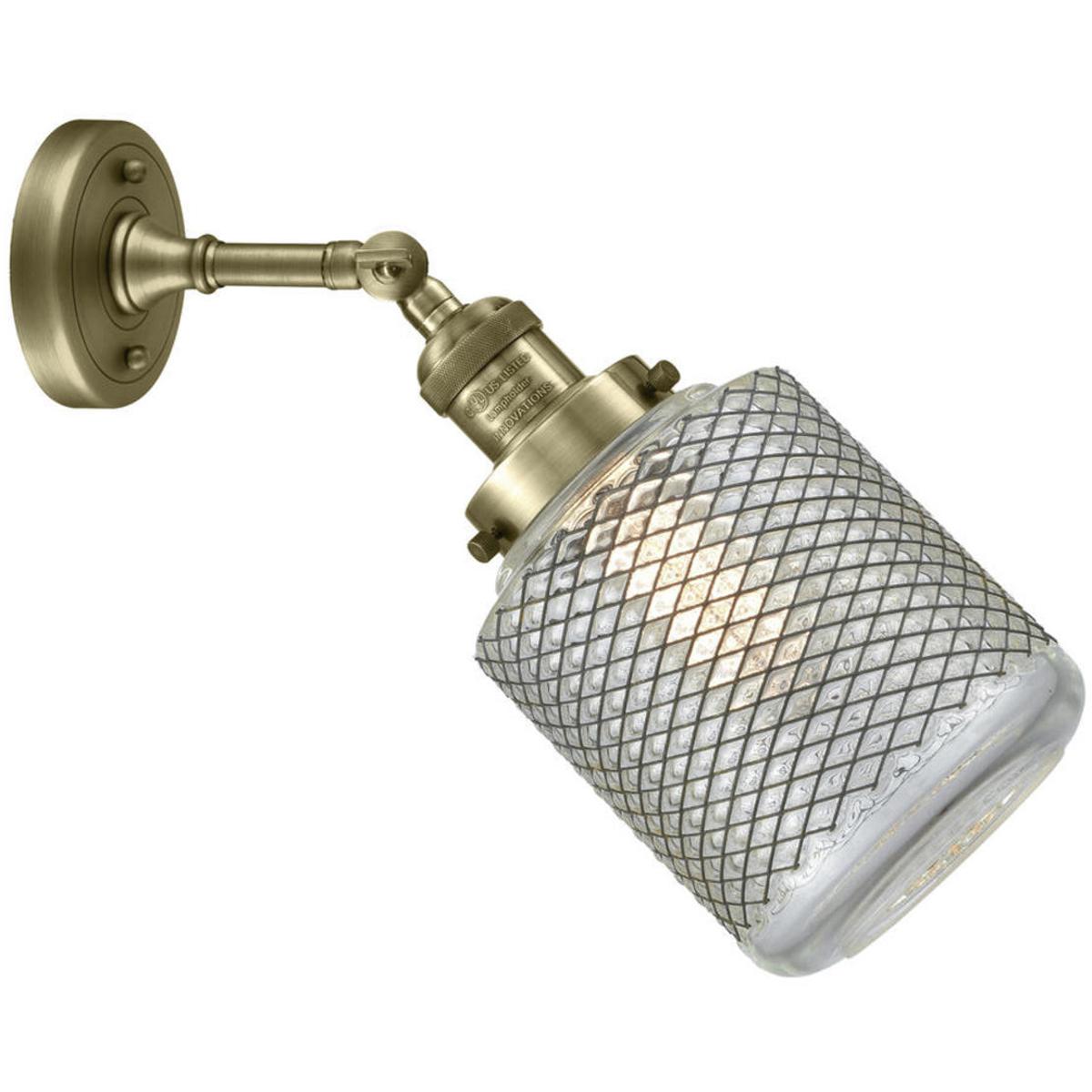 Innovations Lighting 203-AB-G262 Franklin Restoration Stanton 1 Light 6 inch Antique Brass Sconce Wall Light in Incandescent, Clear Wire Mesh Glass, F