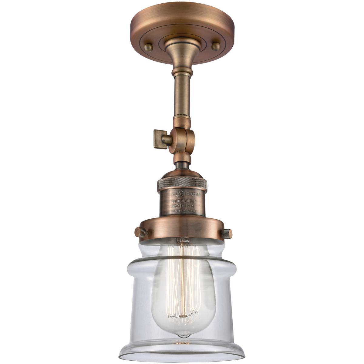 Innovations Lighting 203-AC-G182S Franklin Restoration Small Canton 1 Light 7 inch Antique Copper Sconce Wall Light in Clear Glass, Franklin Restorati