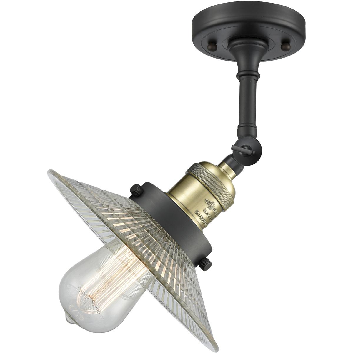 Innovations Lighting 203-BAB-G2-LED Franklin Restoration Halophane LED 8.5 inch Black Antique Brass Sconce Wall Light in Clear Halophane Glass, Frankl