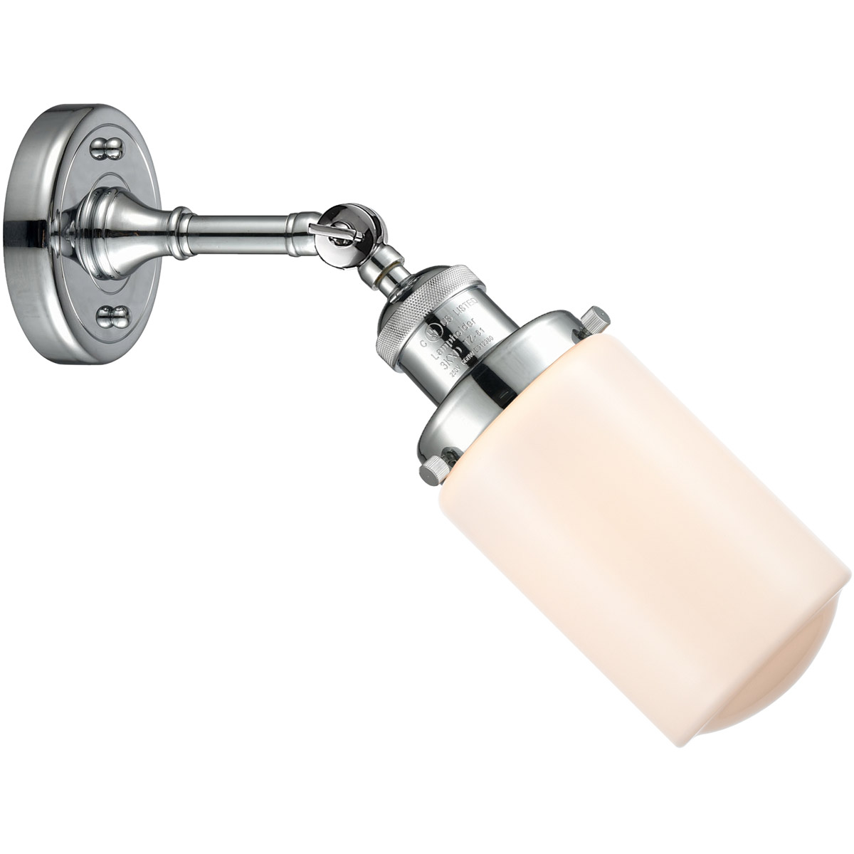 Innovations Lighting 203-PC-G311-LED Franklin Restoration Dover LED 5 inch Polished Chrome Sconce Wall Light in Matte White Glass, Franklin Restoratio