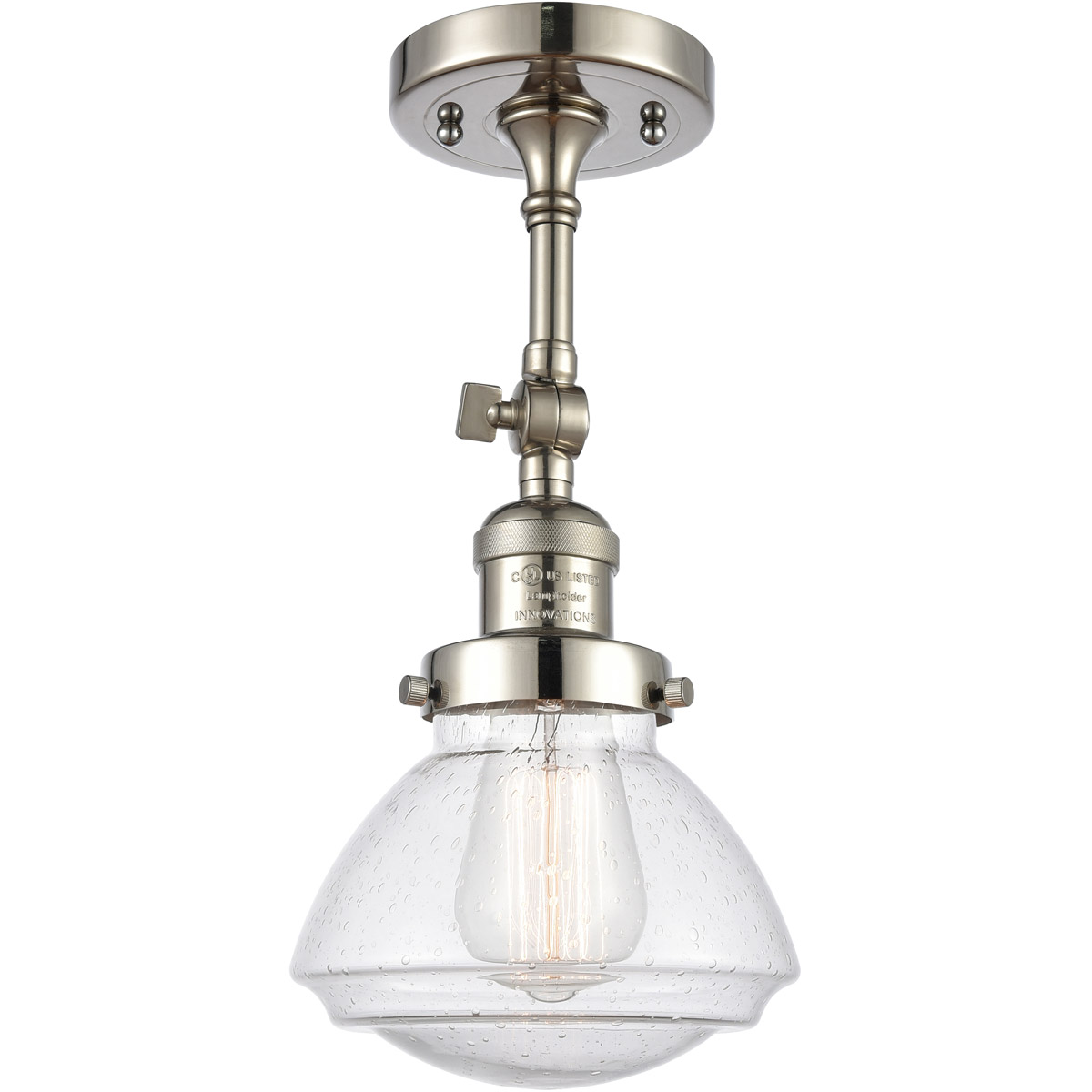 Innovations Lighting 203-PN-G324-LED Franklin Restoration Olean LED 7 inch Polished Nickel Sconce Wall Light in Seedy Glass, Franklin Restoration