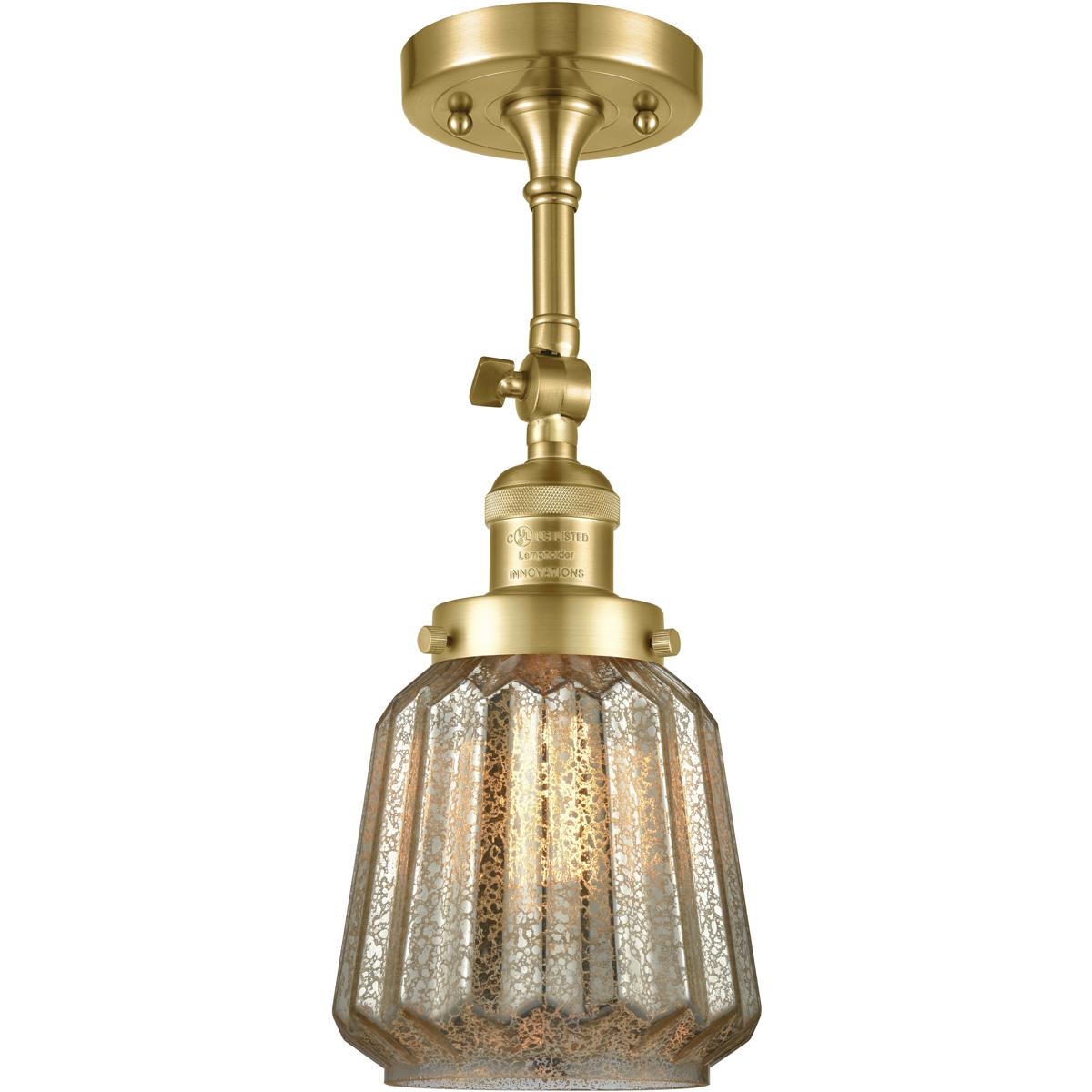 Innovations Lighting 203-SG-G146 Franklin Restoration Chatham 1 Light 6 inch Satin Gold Sconce Wall Light in Mercury Glass, Franklin Restoration