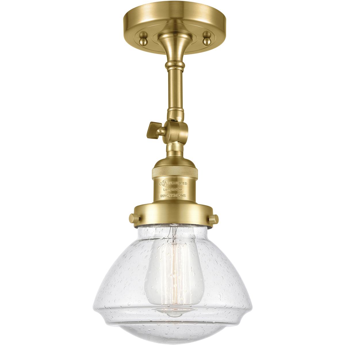 Innovations Lighting 203-SG-G324 Franklin Restoration Olean 1 Light 7 inch Satin Gold Sconce Wall Light in Seedy Glass, Franklin Restoration