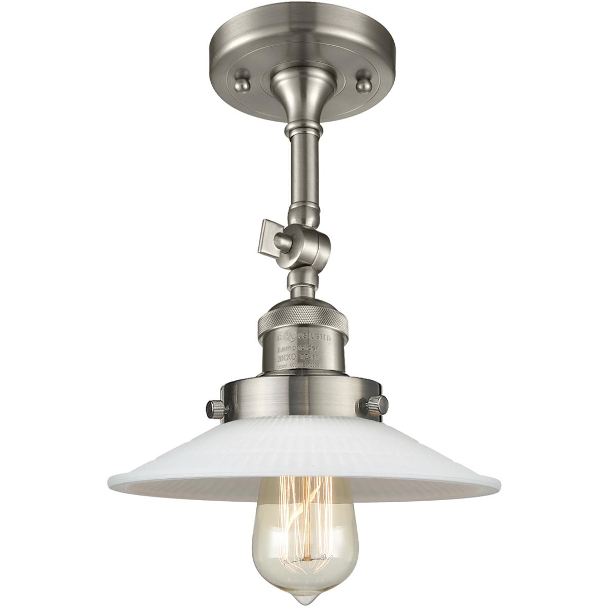 Innovations Lighting 203-SN-G1-LED Franklin Restoration Halophane LED 8.5 inch Brushed Satin Nickel Sconce Wall Light in Matte White Halophane Glass, 