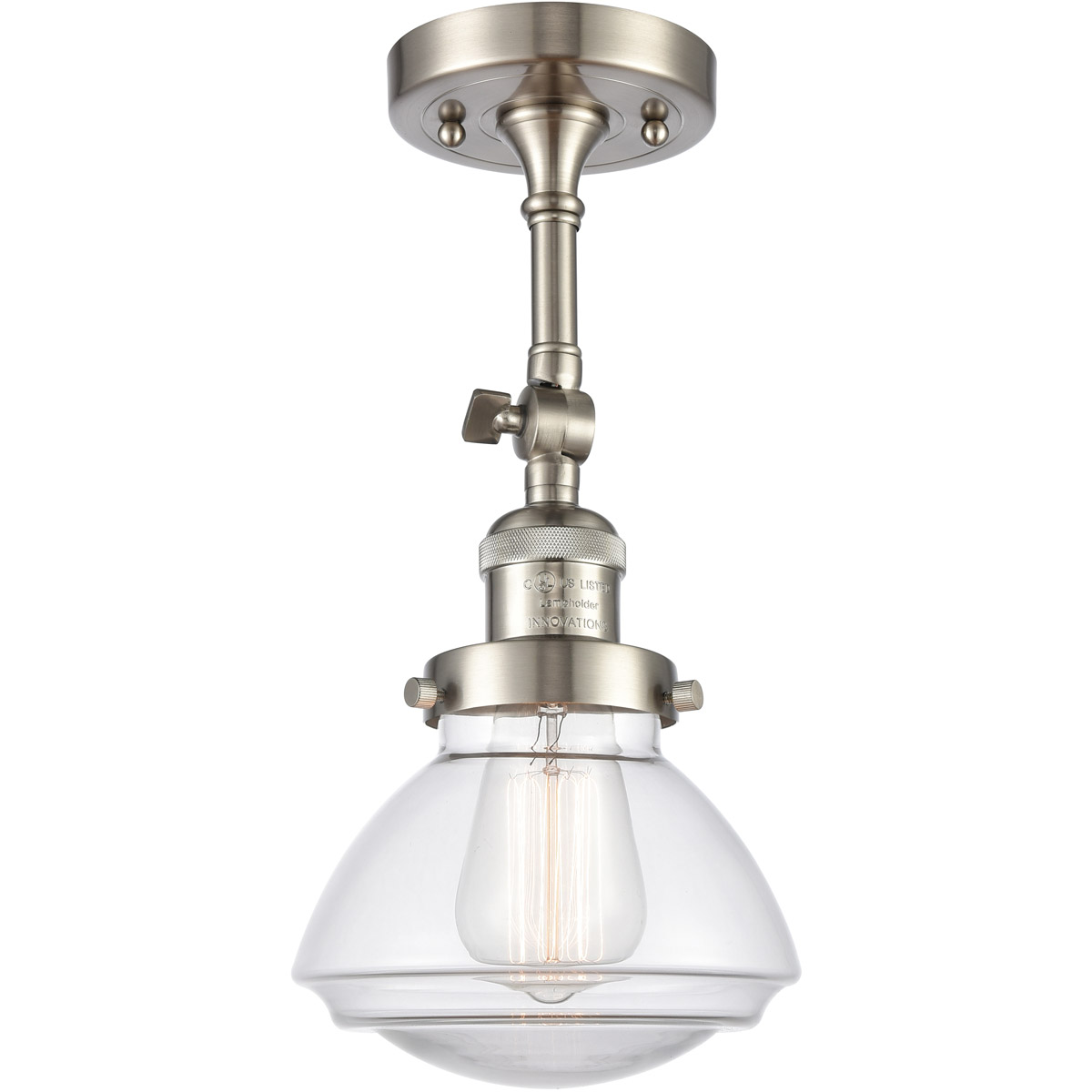 Innovations Lighting 203-SN-G322 Franklin Restoration Olean 1 Light 7 inch Brushed Satin Nickel Sconce Wall Light in Clear Glass, Franklin Restoration