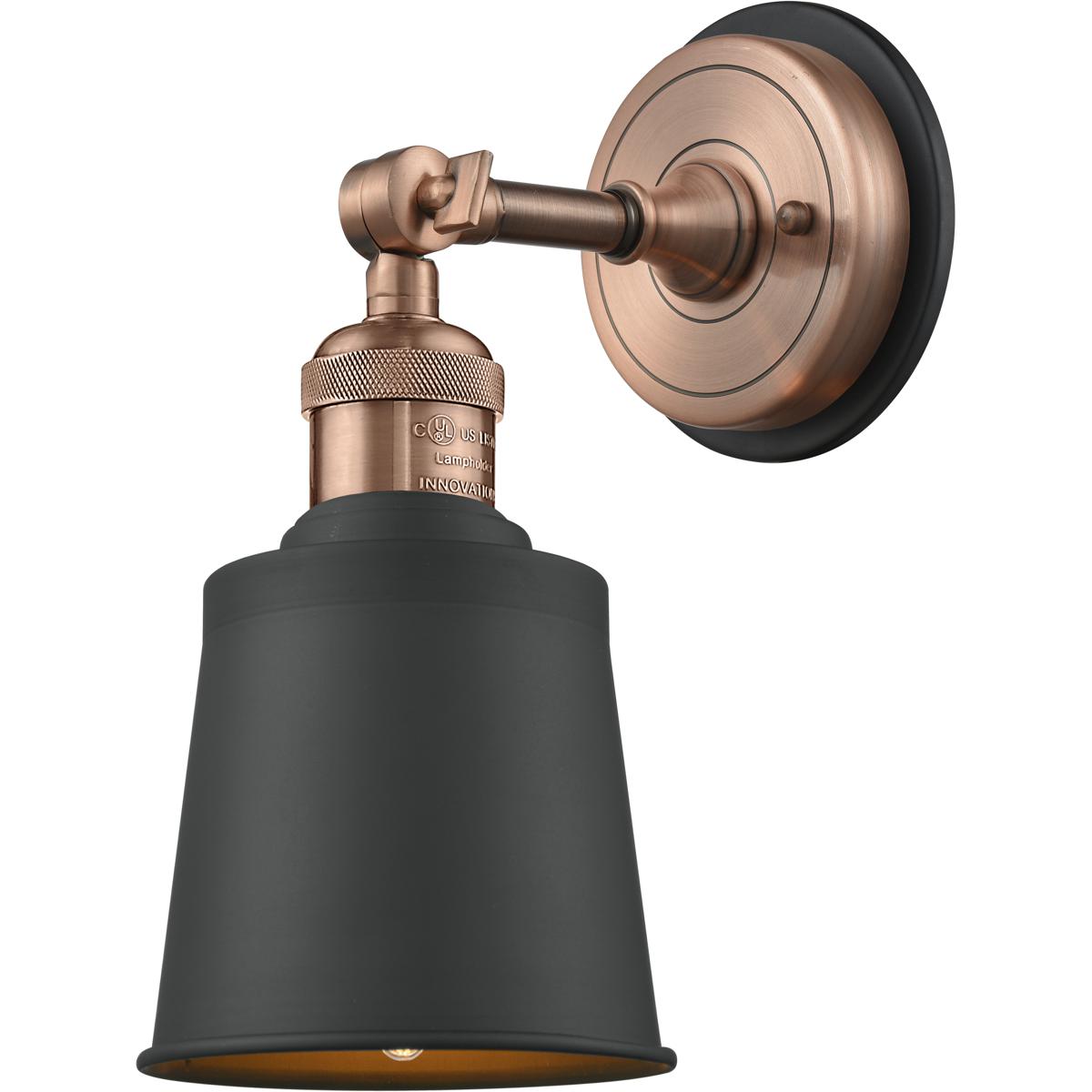 Innovations Lighting 203BP-ACBK-M9-BK Addison Sconce Wall Light in Matte Black, Antique Copper/Matte Black