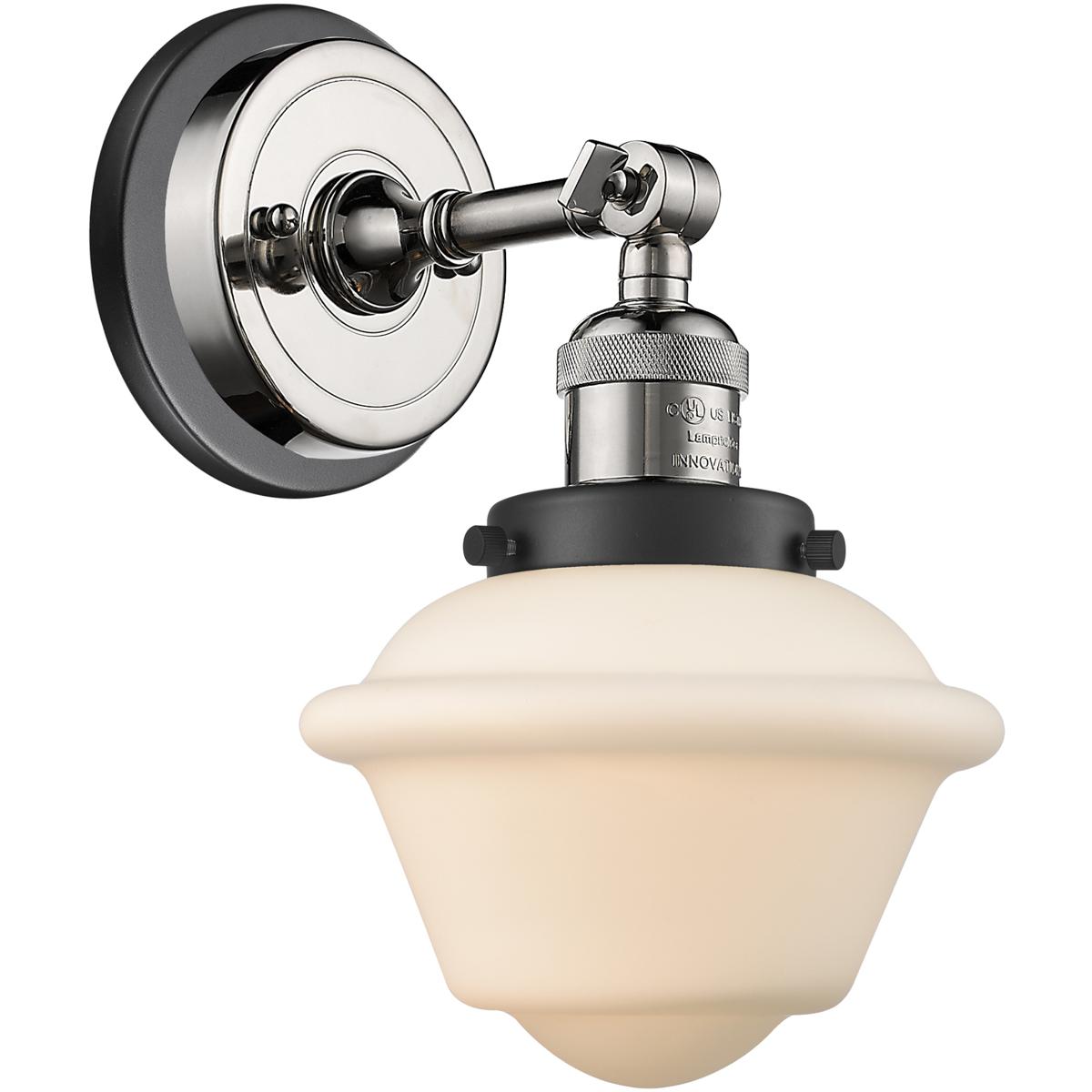Innovations Lighting 203BP-PNBK-G531 Oxford Sconce Wall Light in Matte White Glass, Polished Nickel/Matte Black