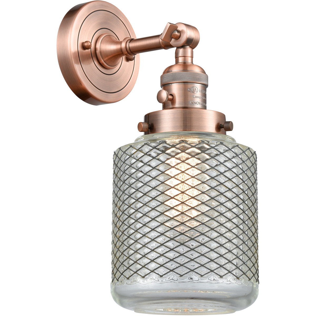Innovations Lighting 203SW-AC-G262 Franklin Restoration Stanton 1 Light 6 inch Antique Copper Sconce Wall Light, Franklin Restoration