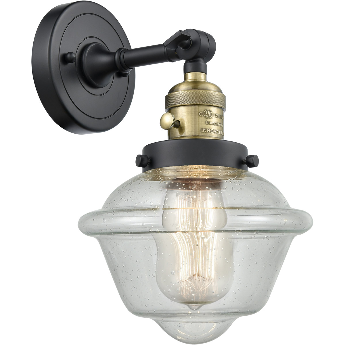 Innovations Lighting 203SW-BAB-G534-LED Franklin Restoration Small Oxford LED 7.5 inch Black Antique Brass Sconce Wall Light, Franklin Restoration