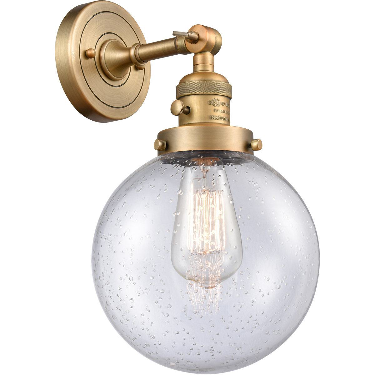 Innovations Lighting 203SW-BB-G204-8-LED Franklin Restoration Large Beacon LED 8 inch Brushed Brass Sconce Wall Light, Franklin Restoration