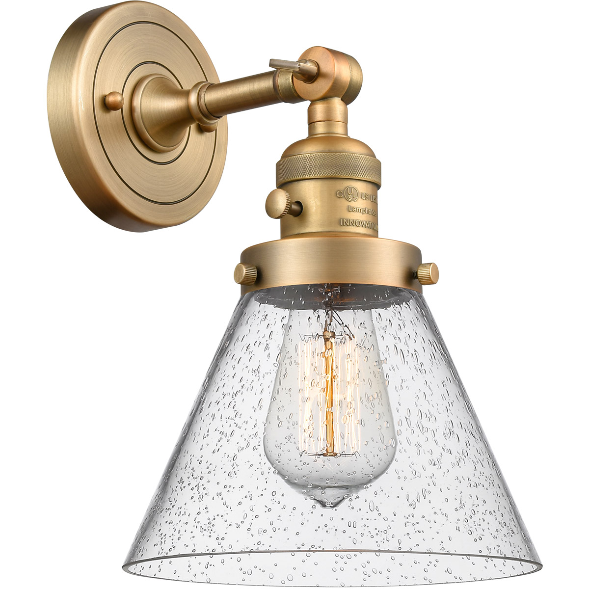 Innovations Lighting 203SW-BB-G44-LED Franklin Restoration Large Cone LED 8 inch Brushed Brass Sconce Wall Light, Franklin Restoration