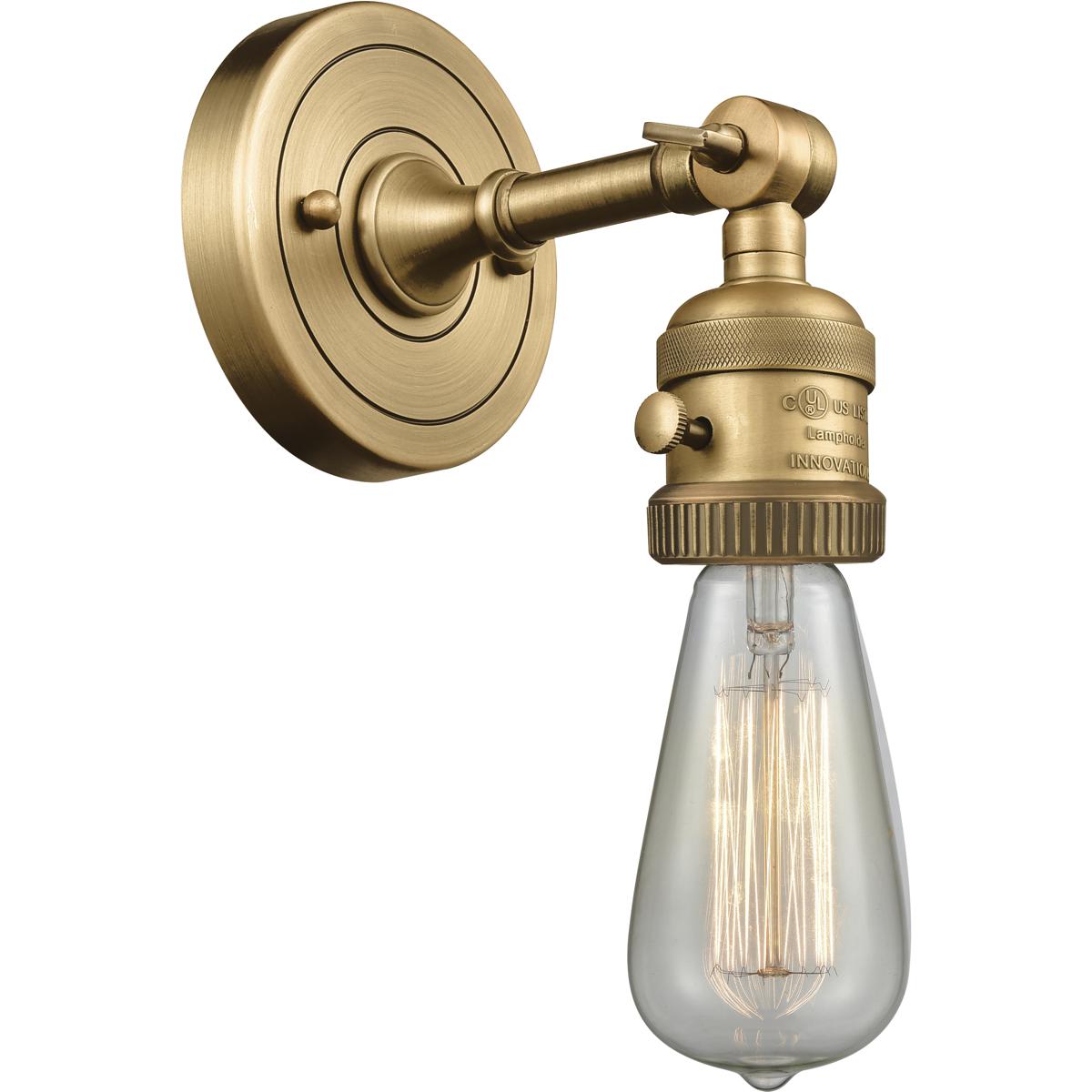 Innovations Lighting 203SW-BB Franklin Restoration Bare Bulb 1 Light 5 inch Brushed Brass Sconce Wall Light