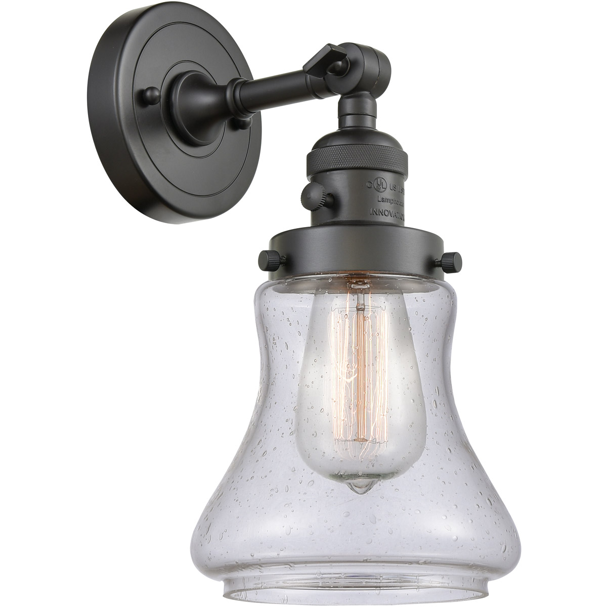 Innovations Lighting 203SW-OB-G194 Franklin Restoration Bellmont 1 Light 7 inch Oil Rubbed Bronze Sconce Wall Light in Seedy Glass, Franklin Restorati