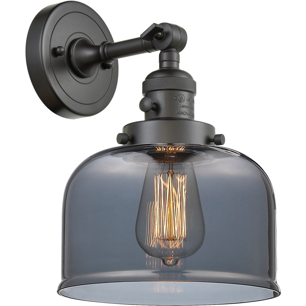 Innovations Lighting 203SW-OB-G73 Franklin Restoration Large Bell 1 Light 8 inch Oil Rubbed Bronze Sconce Wall Light in Plated Smoke Glass, Franklin R