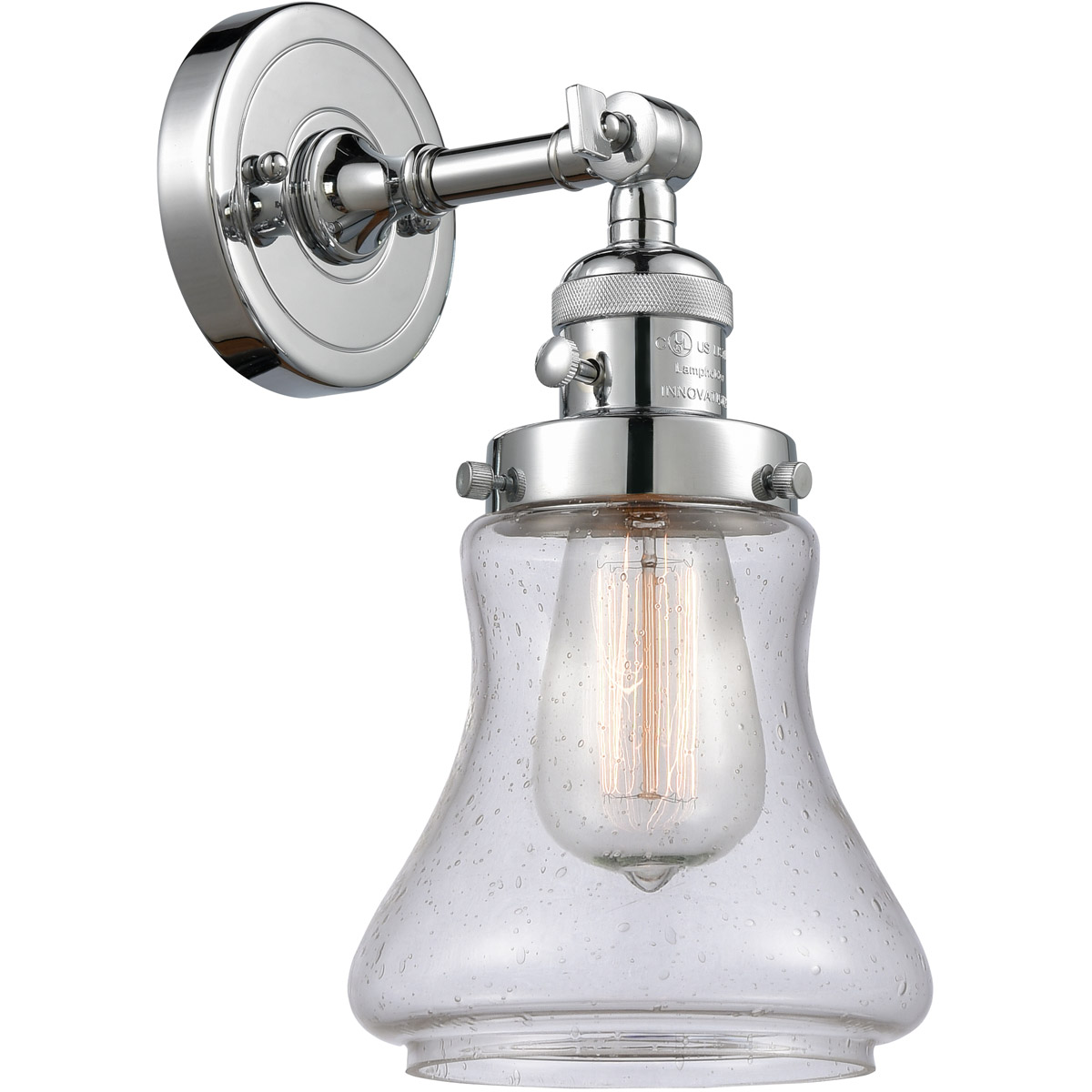 Innovations Lighting 203SW-PC-G194 Franklin Restoration Bellmont 1 Light 7 inch Polished Chrome Sconce Wall Light in Seedy Glass, Franklin Restoration