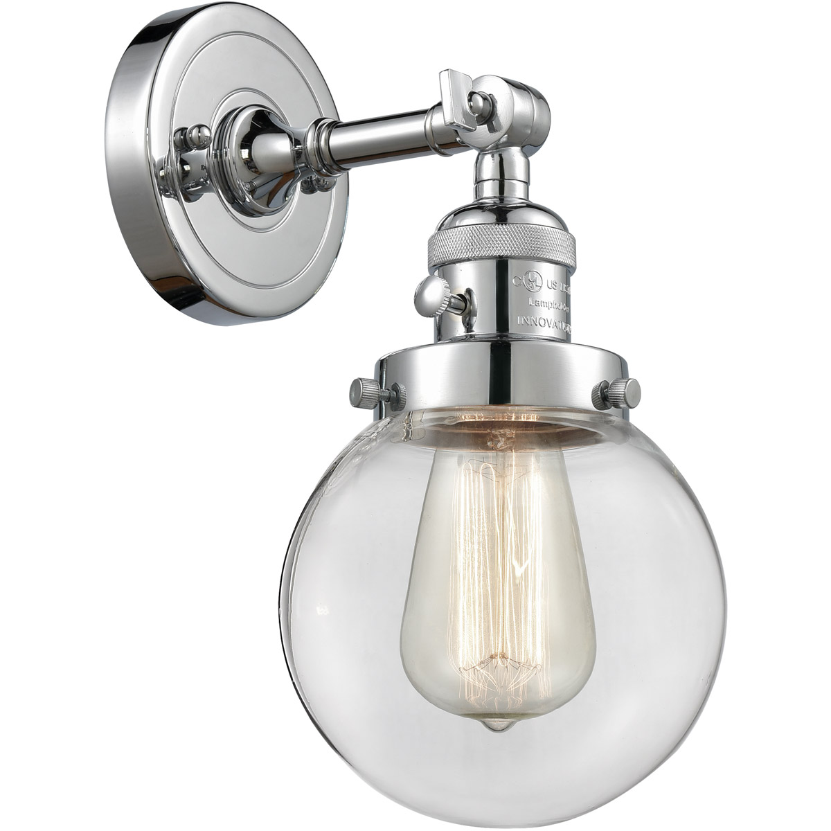 Innovations Lighting 203SW-PC-G202-6-LED Franklin Restoration Beacon LED 6 inch Polished Chrome Sconce Wall Light, Franklin Restoration
