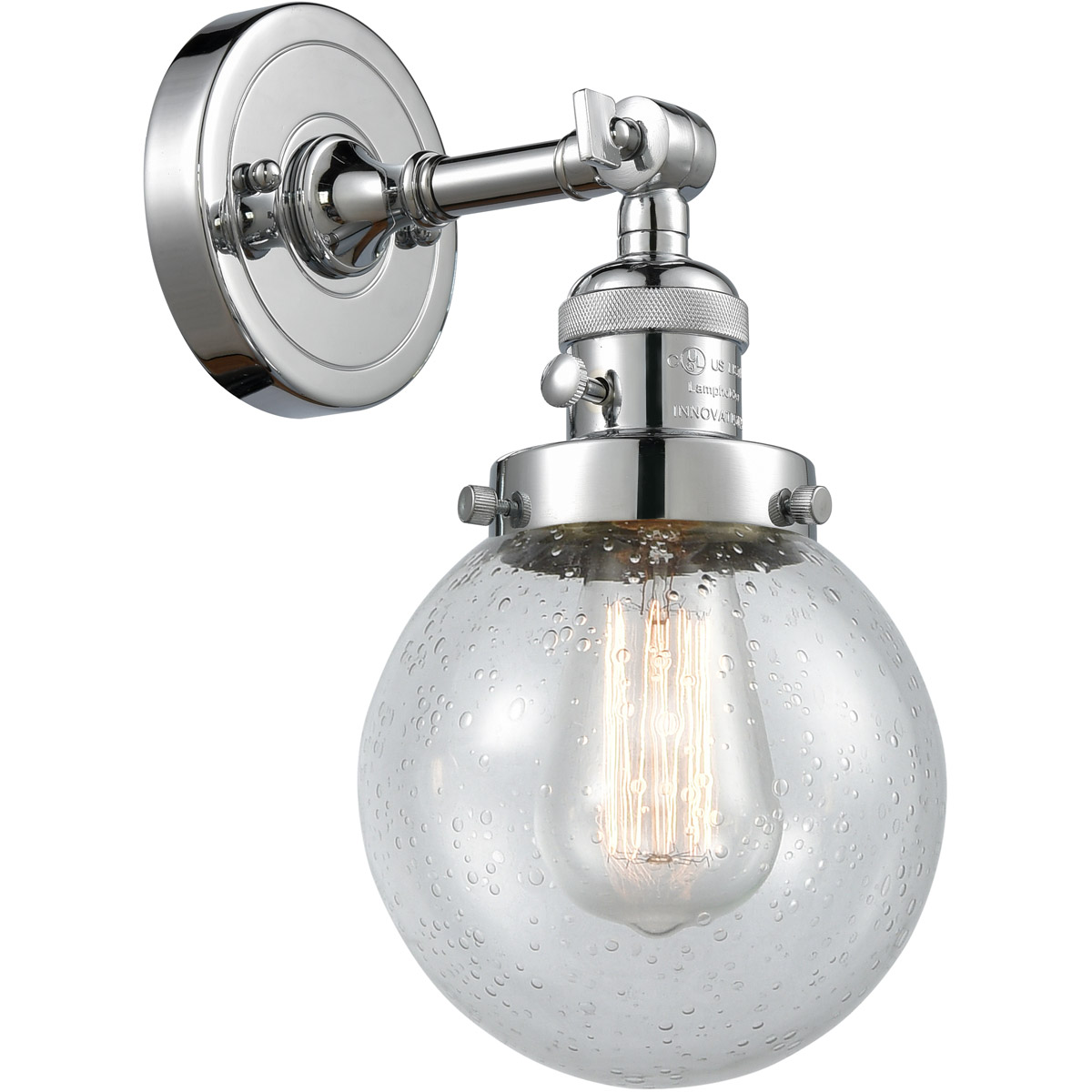 Innovations Lighting 203SW-PC-G204-6 Franklin Restoration Beacon 1 Light 6 inch Polished Chrome Sconce Wall Light in Seedy Glass, Franklin Restoration