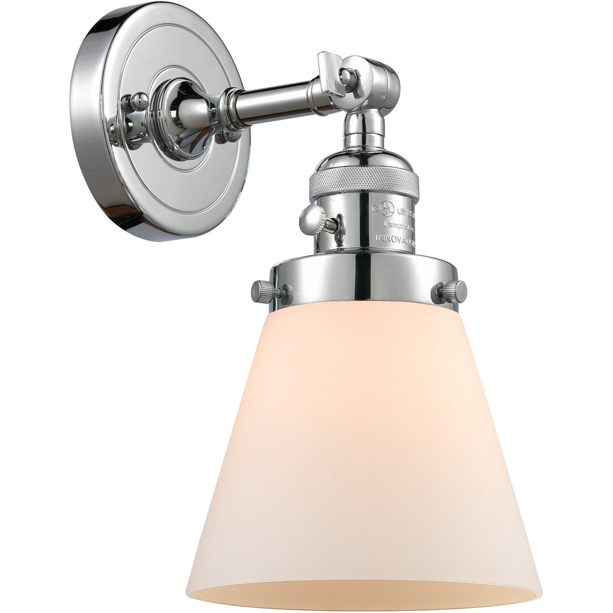 Innovations Lighting 203SW-PC-G61-LED Franklin Restoration Small Cone LED 6 inch Polished Chrome Sconce Wall Light, Franklin Restoration