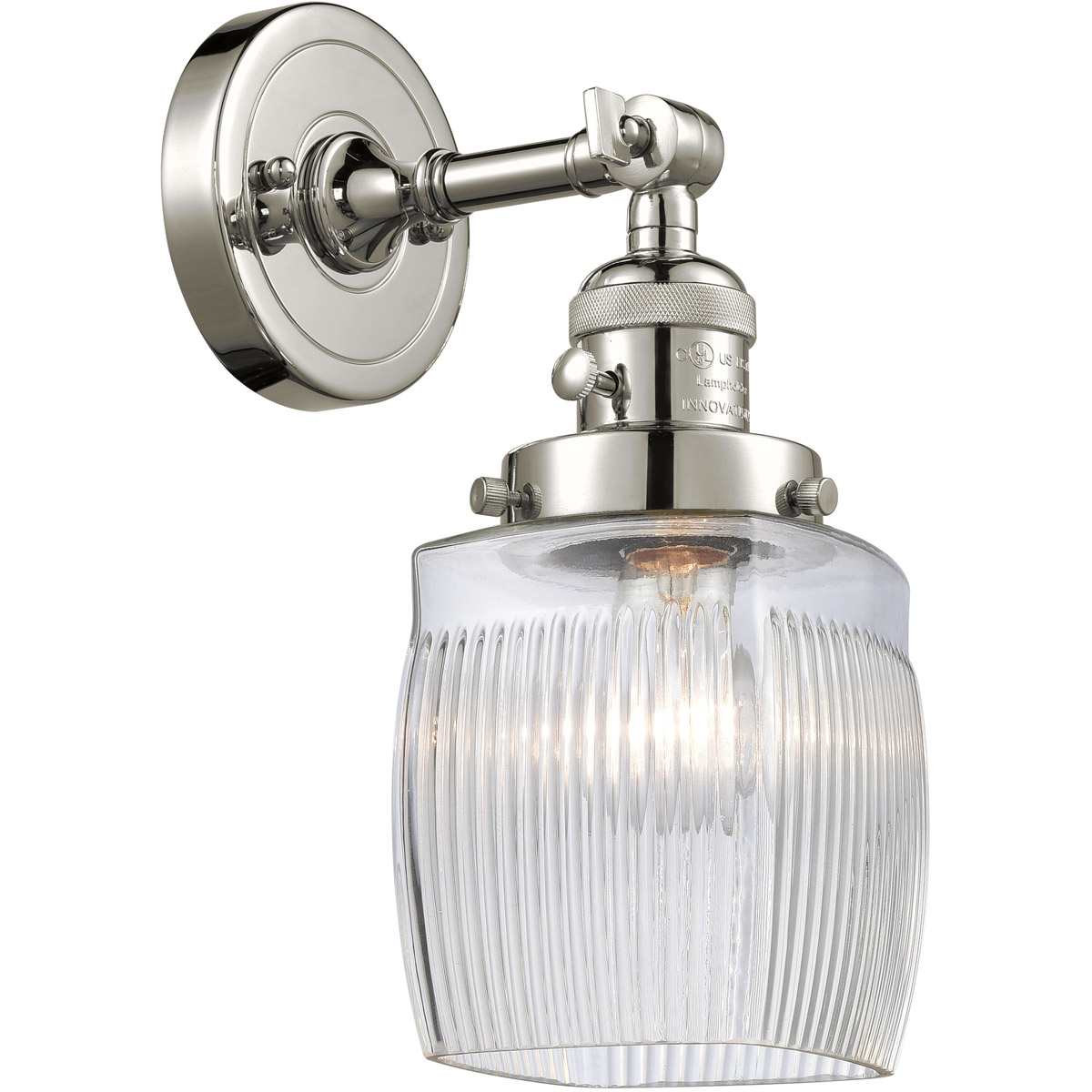 Innovations Lighting 203SW-PN-G302-LED Franklin Restoration Colton LED 6 inch Polished Nickel Sconce Wall Light, Franklin Restoration