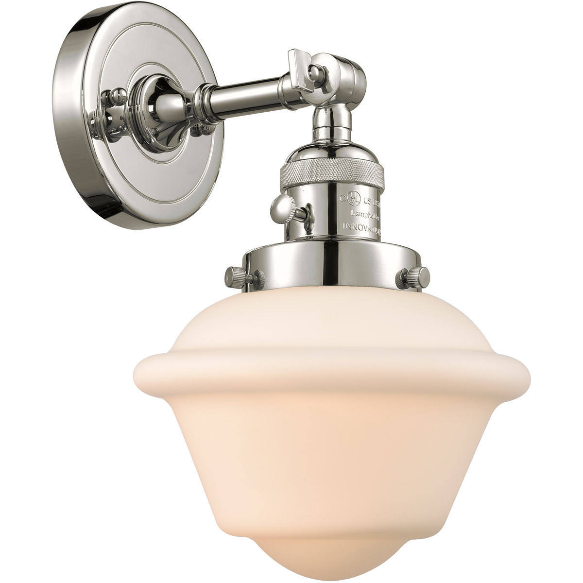 Innovations Lighting 203SW-PN-G531-LED Franklin Restoration Small Oxford LED 7.5 inch Polished Nickel Sconce Wall Light, Franklin Restoration