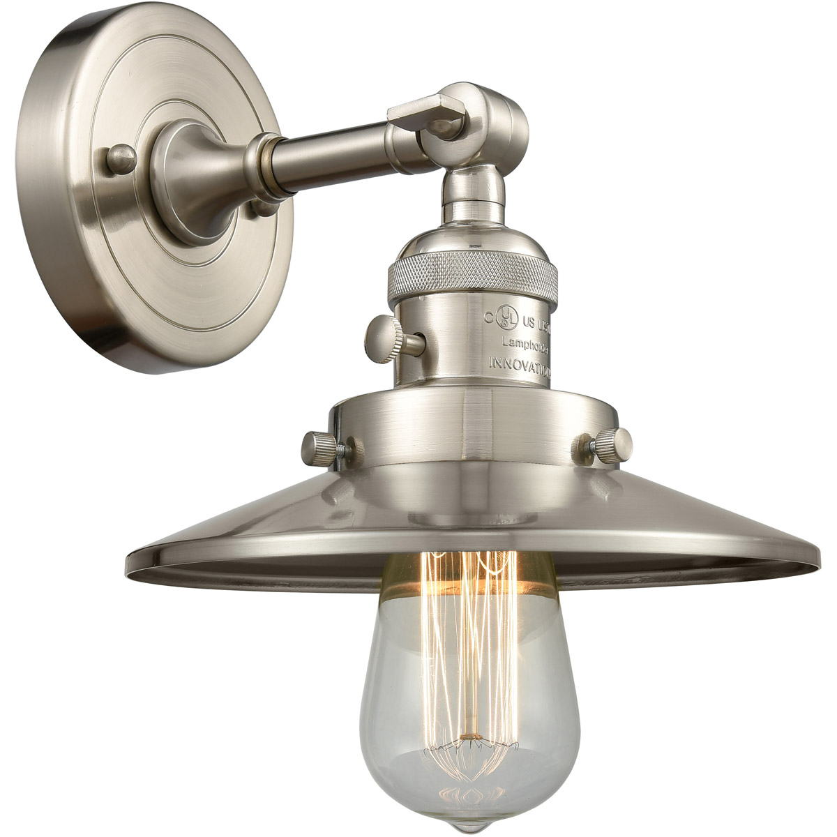Innovations Lighting 203SW-SN-M2 Franklin Restoration Railroad 1 Light 8 inch Brushed Satin Nickel Sconce Wall Light, Franklin Restoration