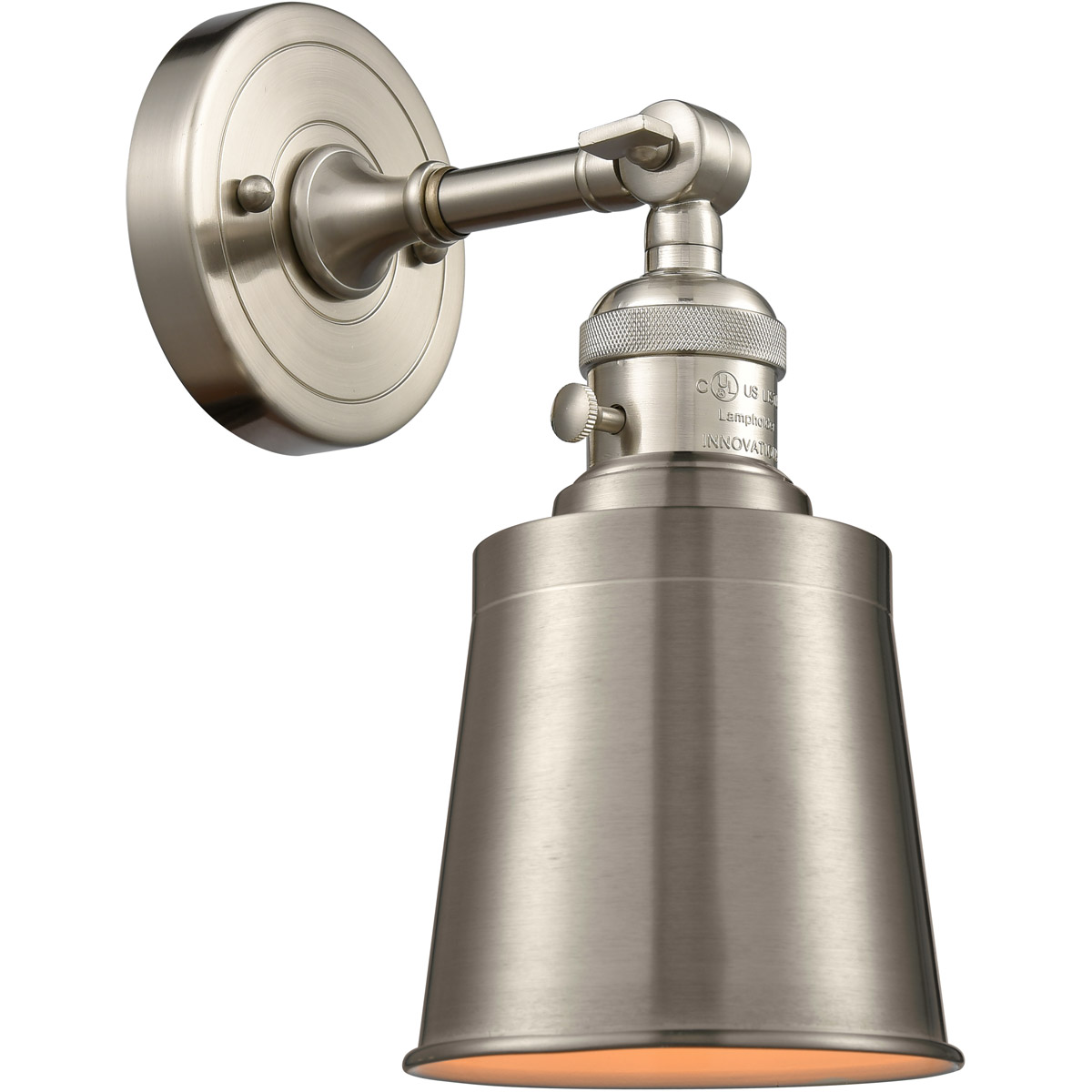 Innovations Lighting 203SW-SN-M9-SN-LED Franklin Restoration Addison LED 5 inch Brushed Satin Nickel Sconce Wall Light, Franklin Restoration