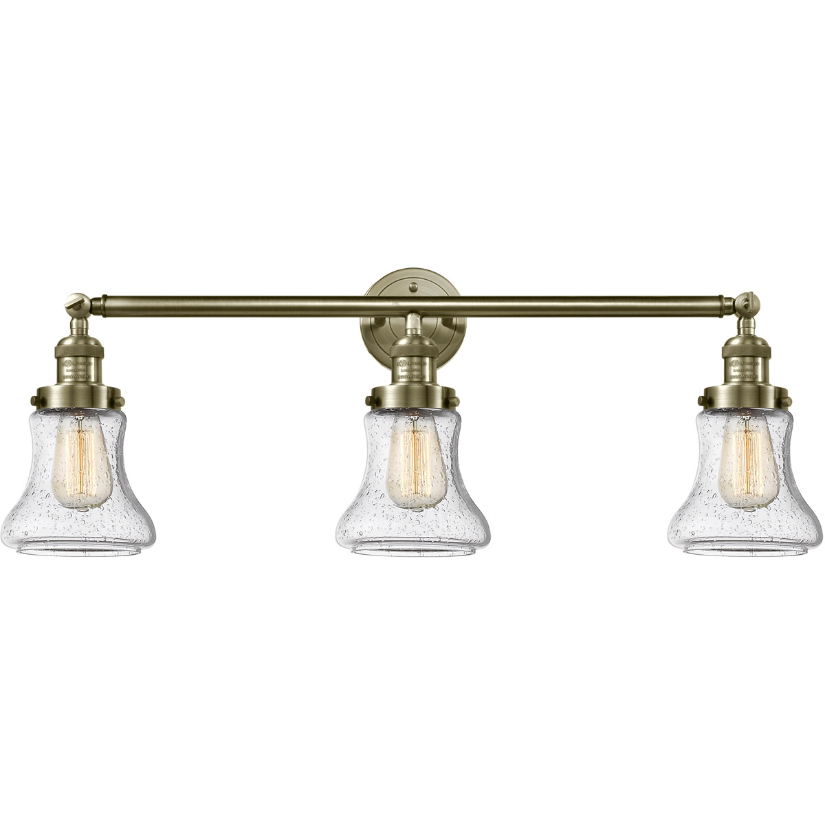 Innovations Lighting 205-AB-G194-LED Franklin Restoration Bellmont LED 30 inch Antique Brass Bath Vanity Light Wall Light in Seedy Glass, Franklin Res